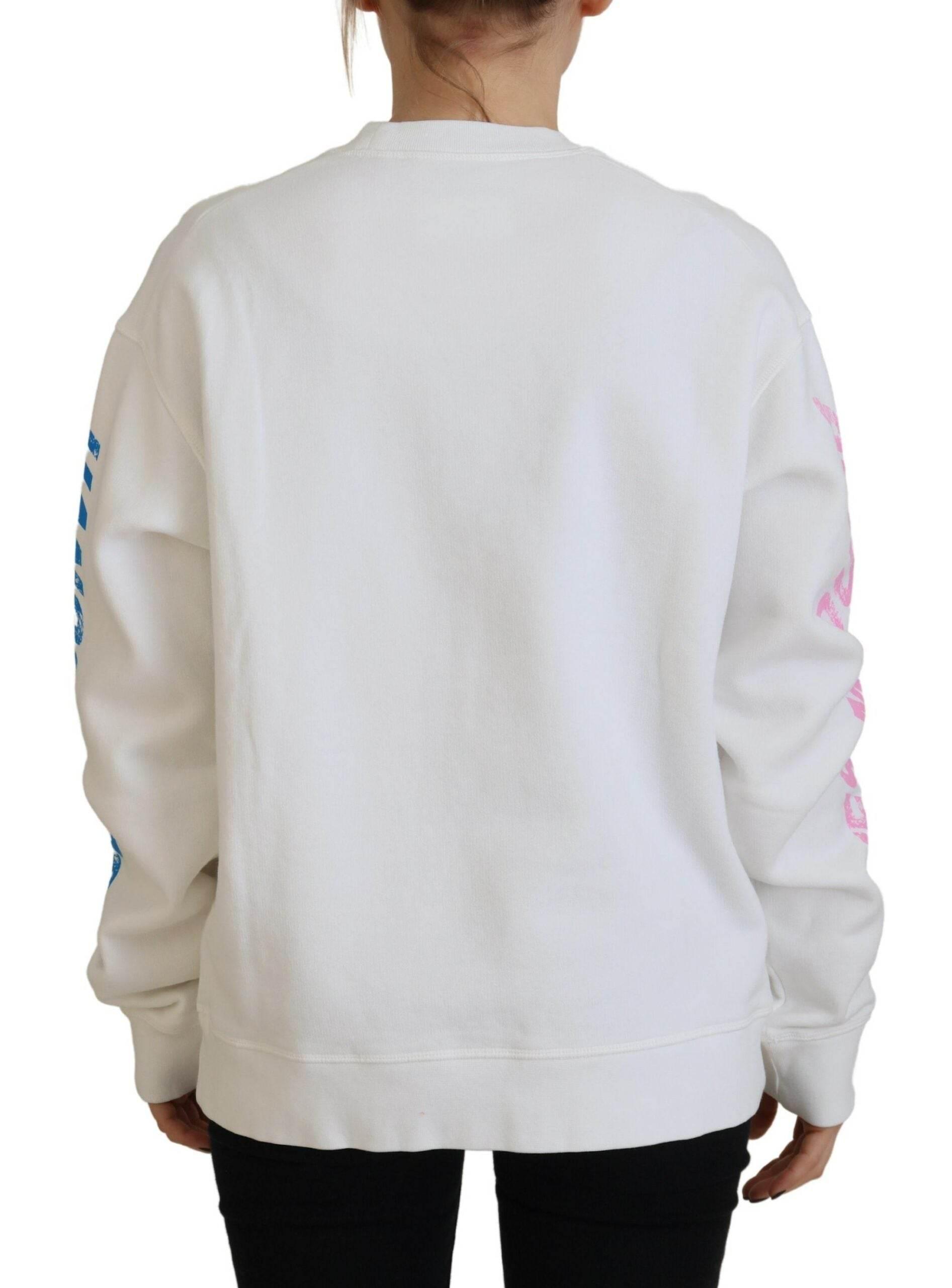 Dsquared² White Cotton Printed Women Long Sleeve Sweater - Hilstor
