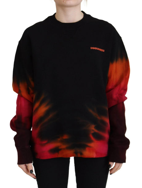 Dsquared² Black Tie Dye Logo Print Women Long Sleeve Sweater - Hilstor