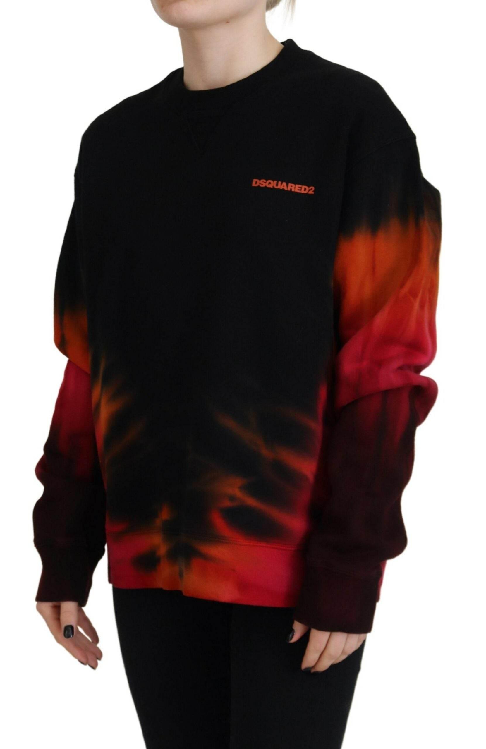Dsquared² Black Tie Dye Logo Print Women Long Sleeve Sweater - Hilstor