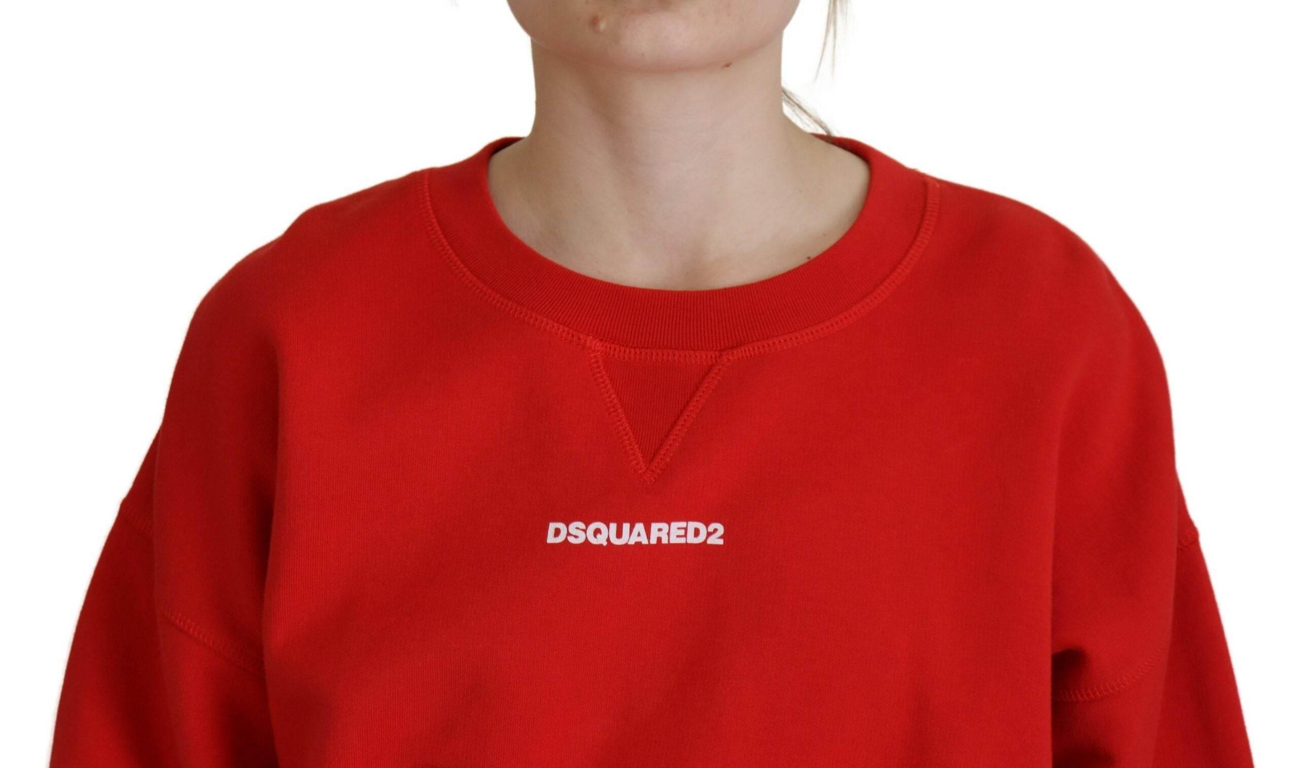 Dsquared² Red Logo Print Women Crew Neck Long Sleeve Sweater - Hilstor