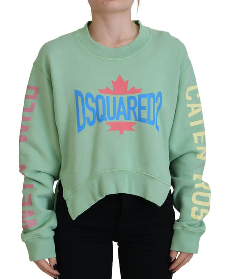 Dsquared² Green Logo Printed Crew Neck Long Sleeve Sweater - Hilstor