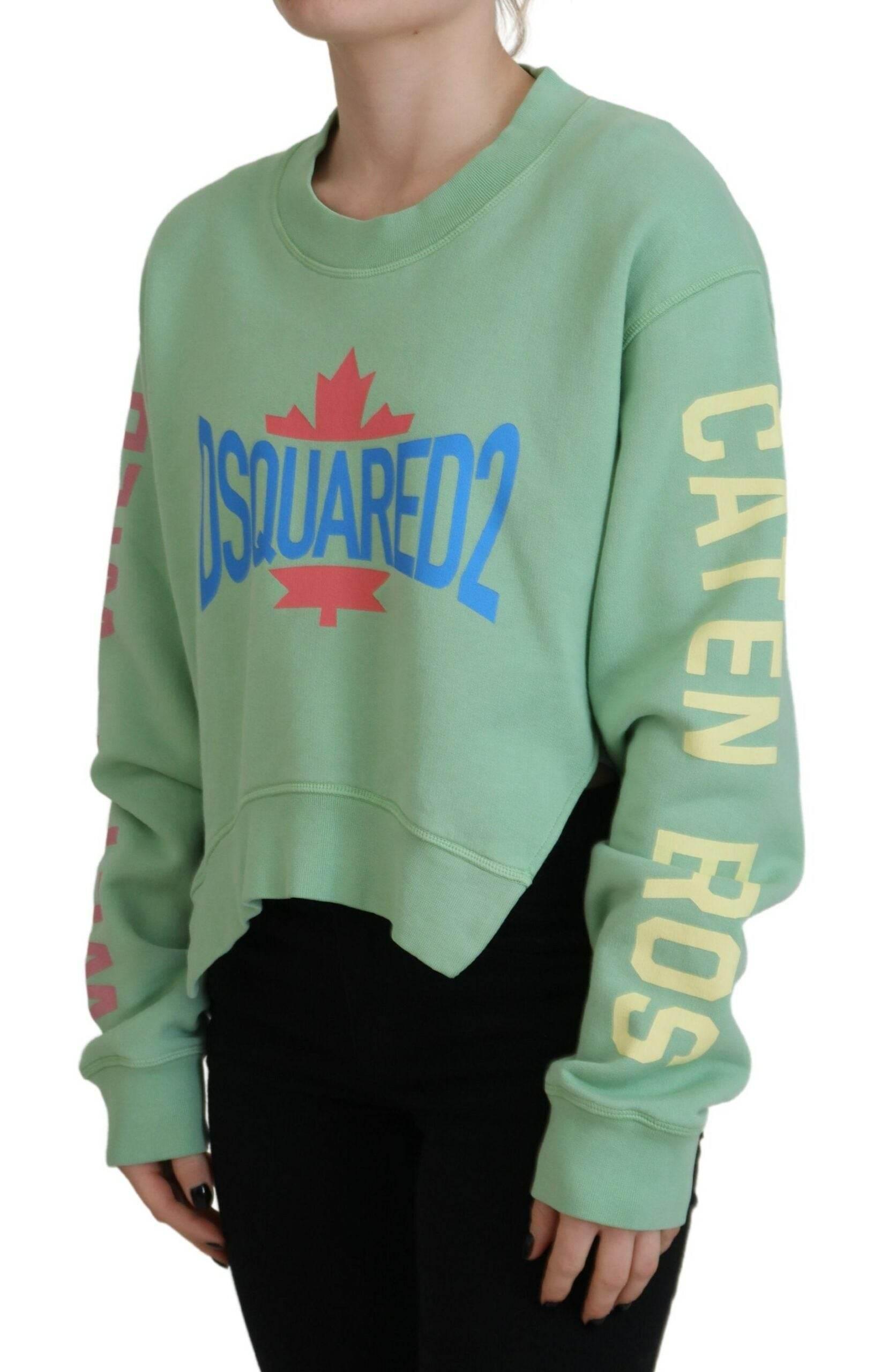 Dsquared² Green Logo Printed Crew Neck Long Sleeve Sweater - Hilstor