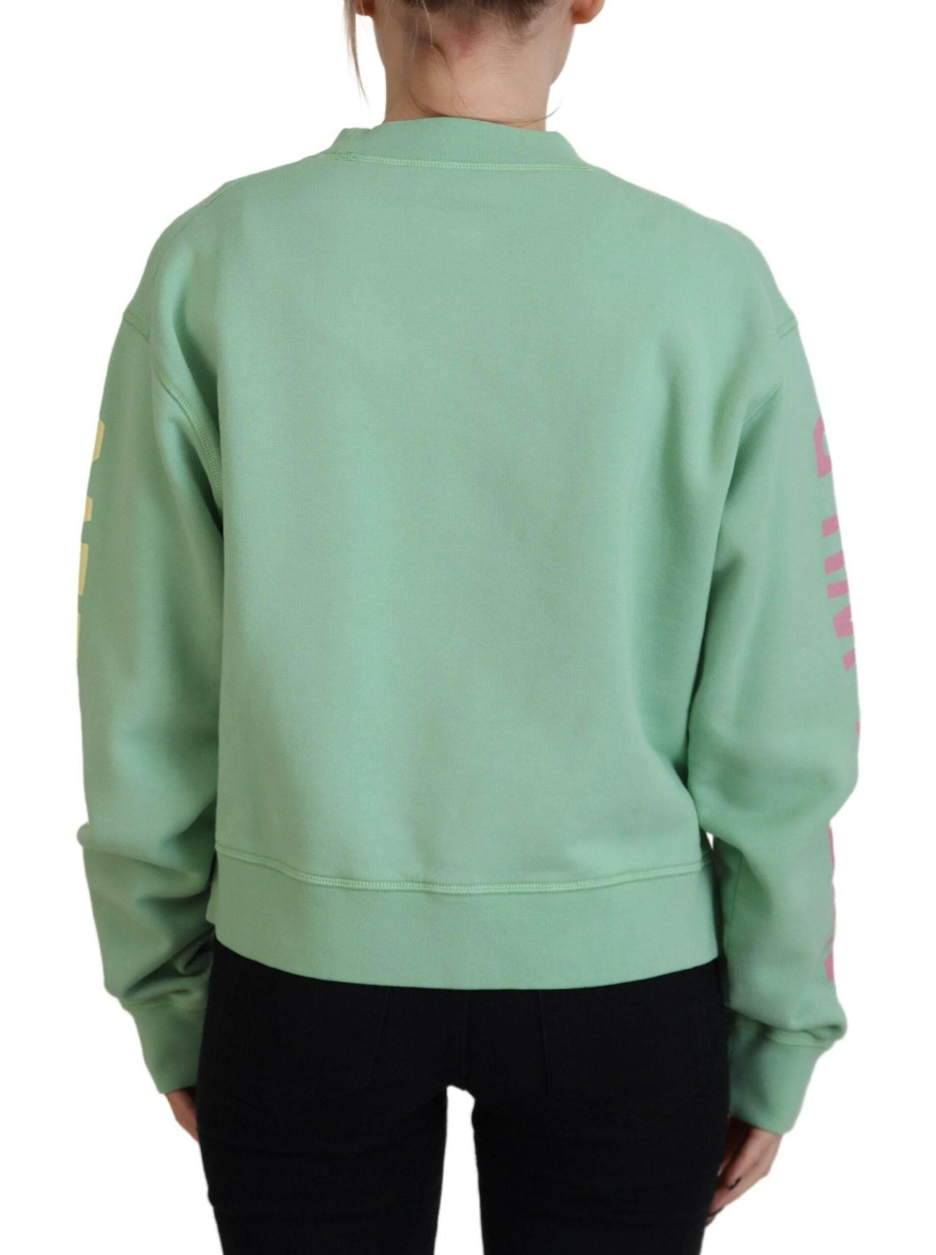 Dsquared² Green Logo Printed Crew Neck Long Sleeve Sweater - Hilstor