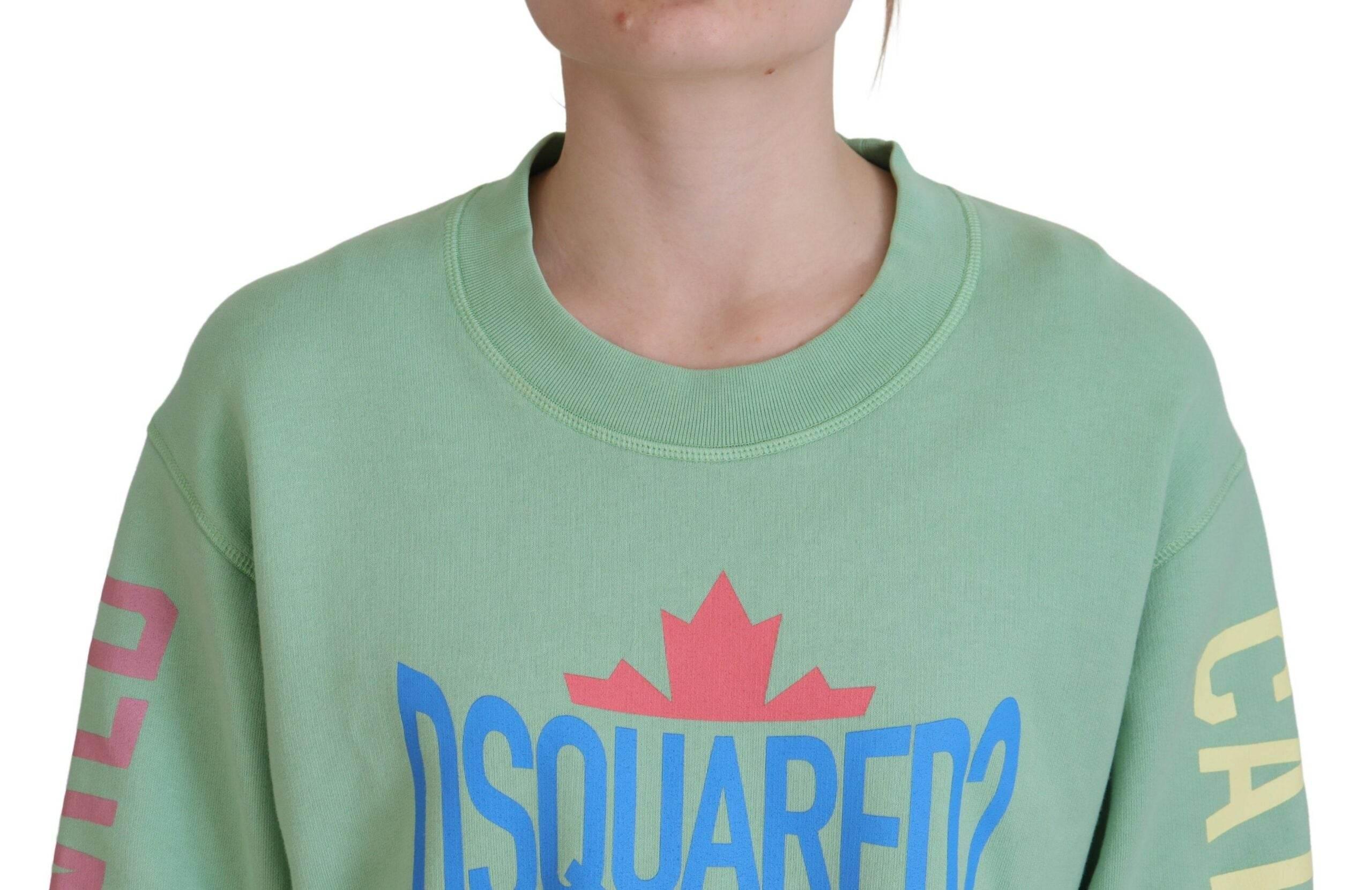 Dsquared² Green Logo Printed Crew Neck Long Sleeve Sweater - Hilstor