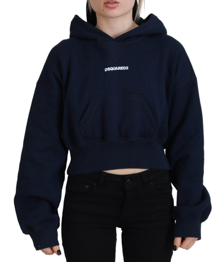 Dsquared² Blue Logo Print Hooded Cap Long Sleeve Sweater - Hilstor