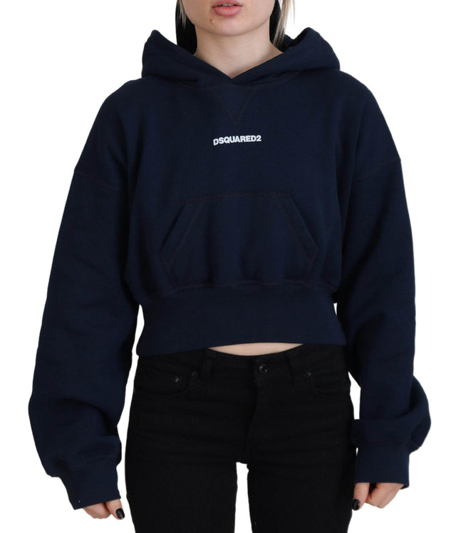 Dsquared² Blue Logo Print Hooded Cap Long Sleeve Sweater - Hilstor