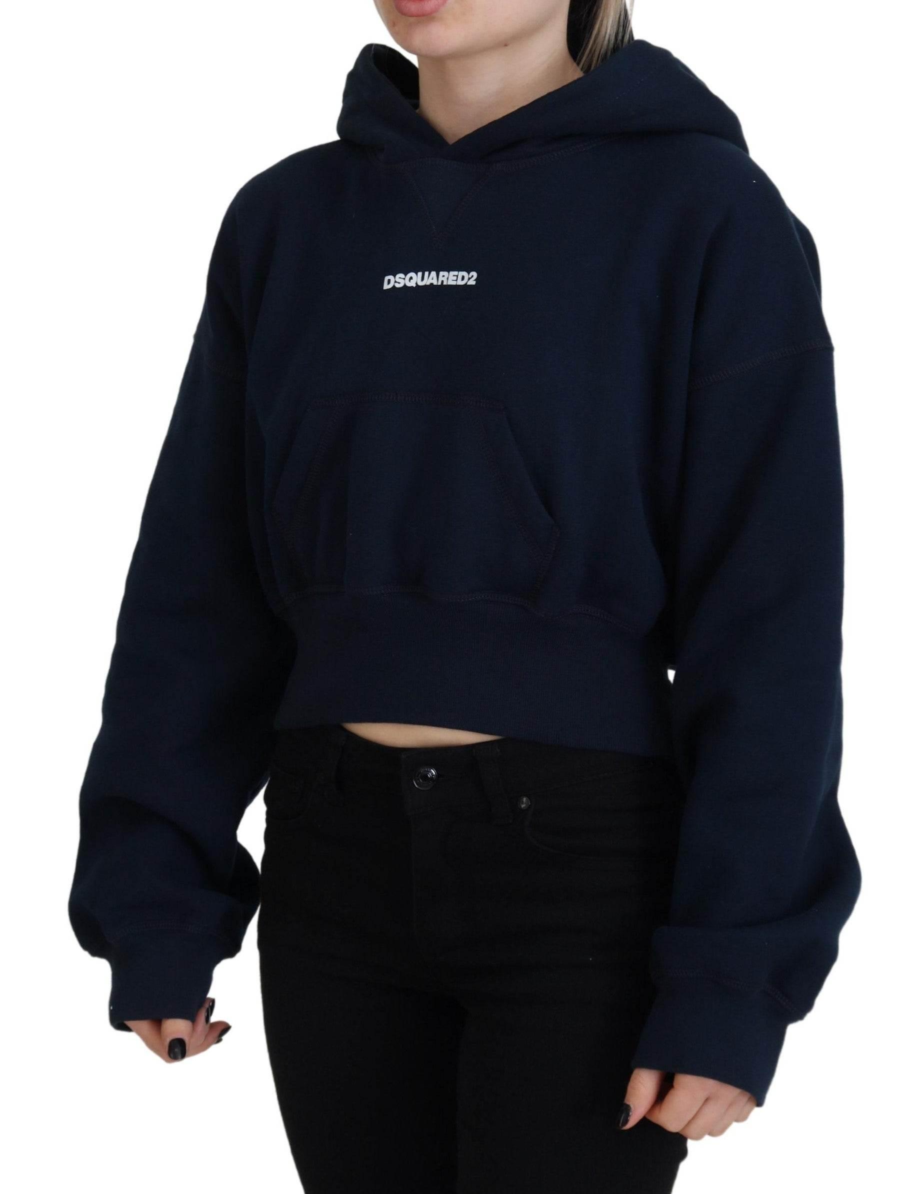 Dsquared² Blue Logo Print Hooded Cap Long Sleeve Sweater - Hilstor
