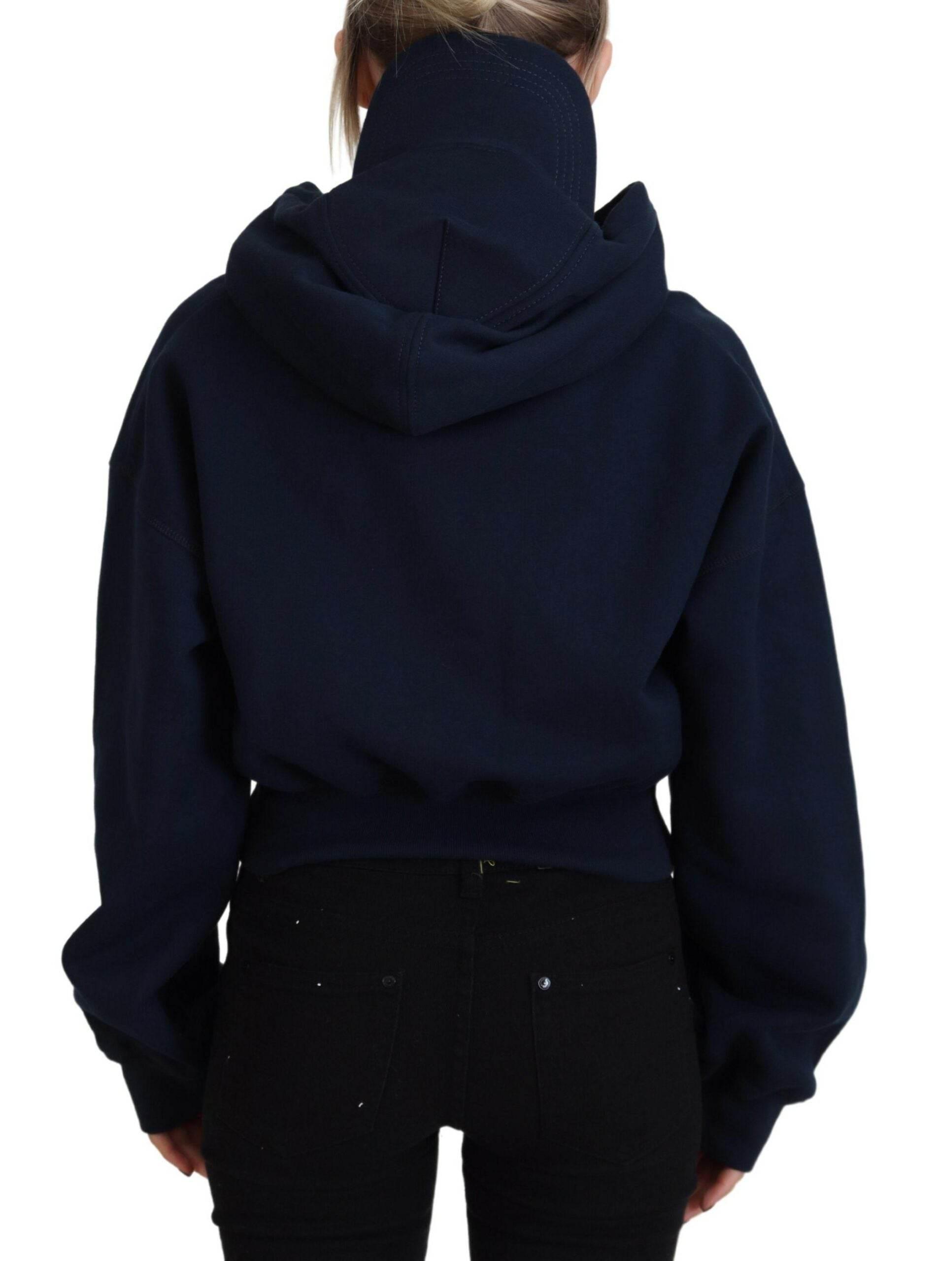 Dsquared² Blue Logo Print Hooded Cap Long Sleeve Sweater - Hilstor