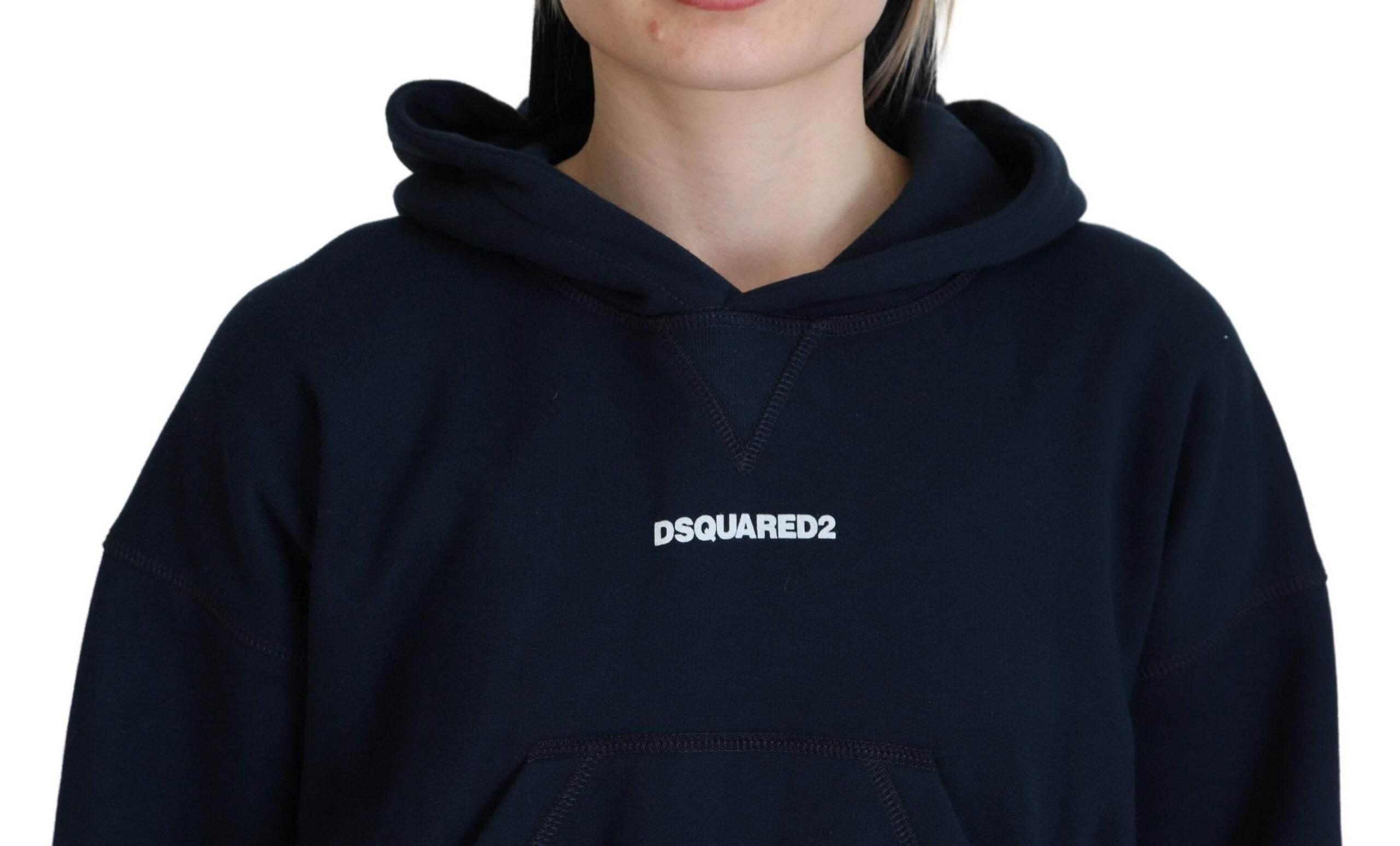 Dsquared² Blue Logo Print Hooded Cap Long Sleeve Sweater - Hilstor