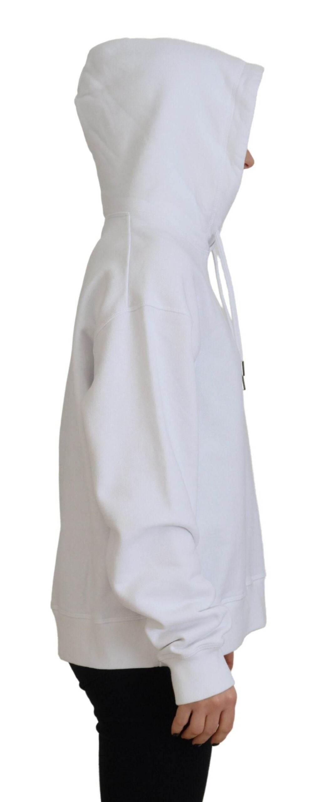 Dsquared² White Logo Patch Cotton Hoodie Sweatshirt Sweater - Hilstor
