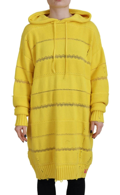 Dsquared² Yellow Cotton Knitted Hooded Pullover Sweater - Hilstor