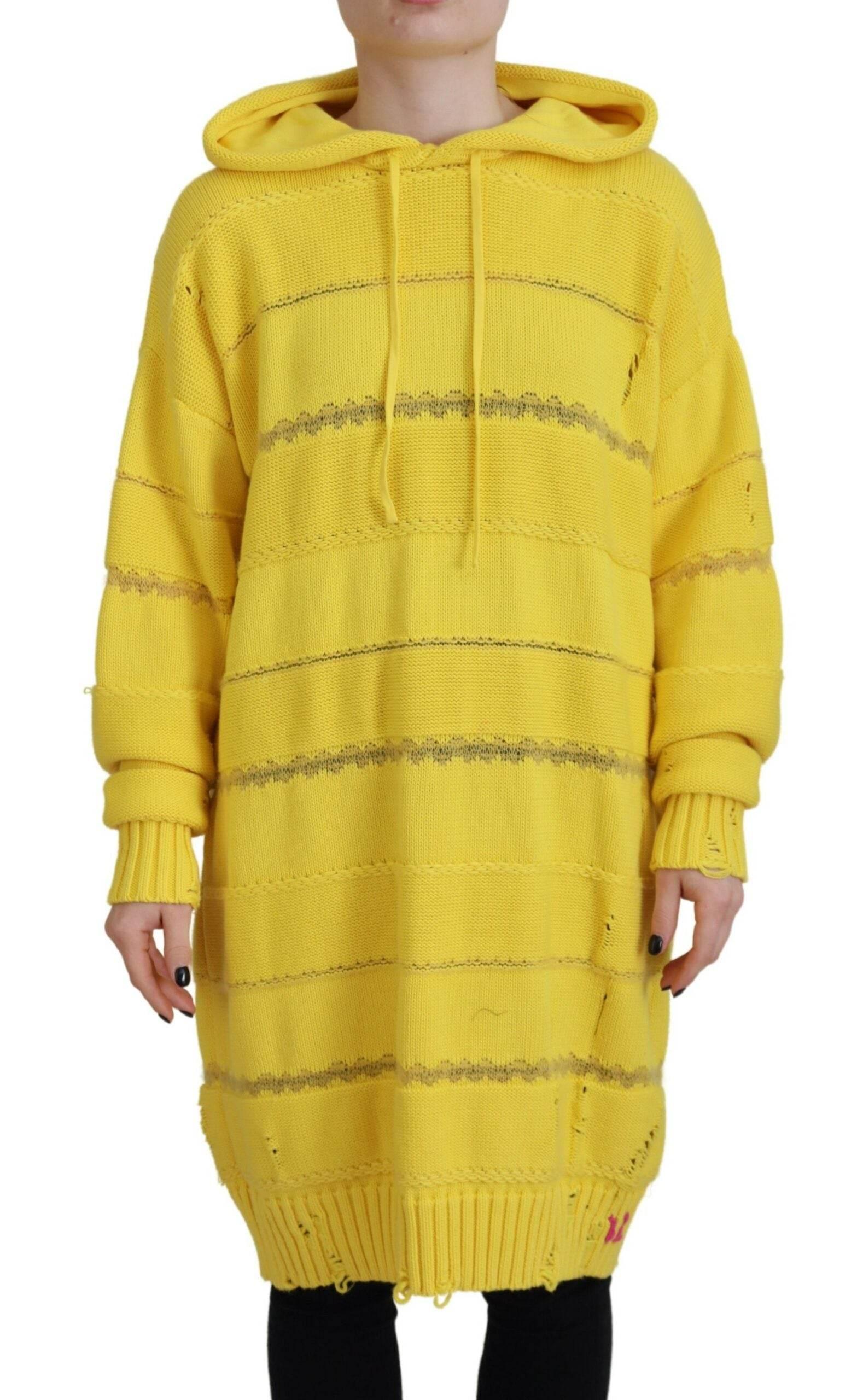 Dsquared² Yellow Cotton Knitted Hooded Pullover Sweater - Hilstor