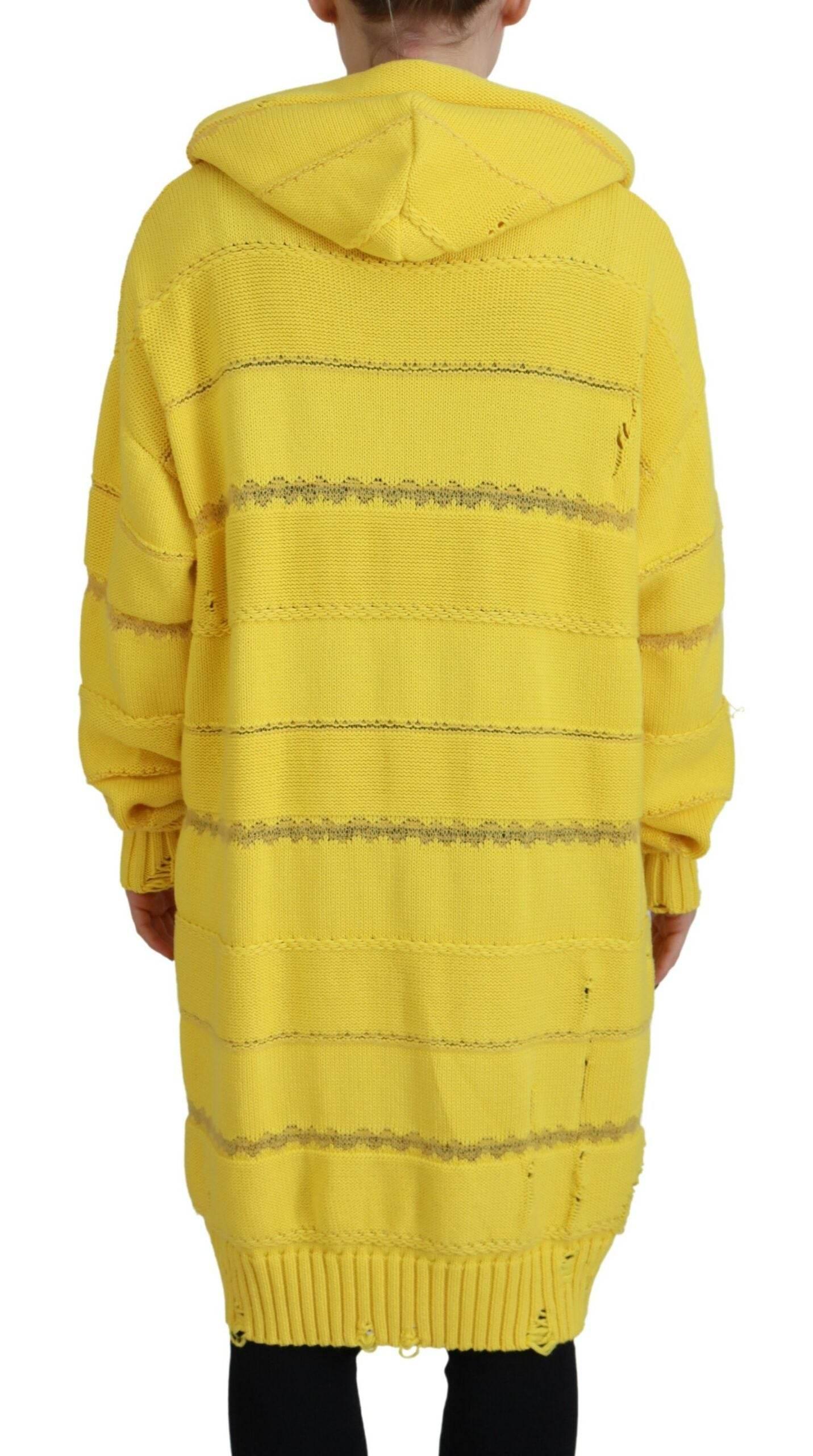 Dsquared² Yellow Cotton Knitted Hooded Pullover Sweater - Hilstor