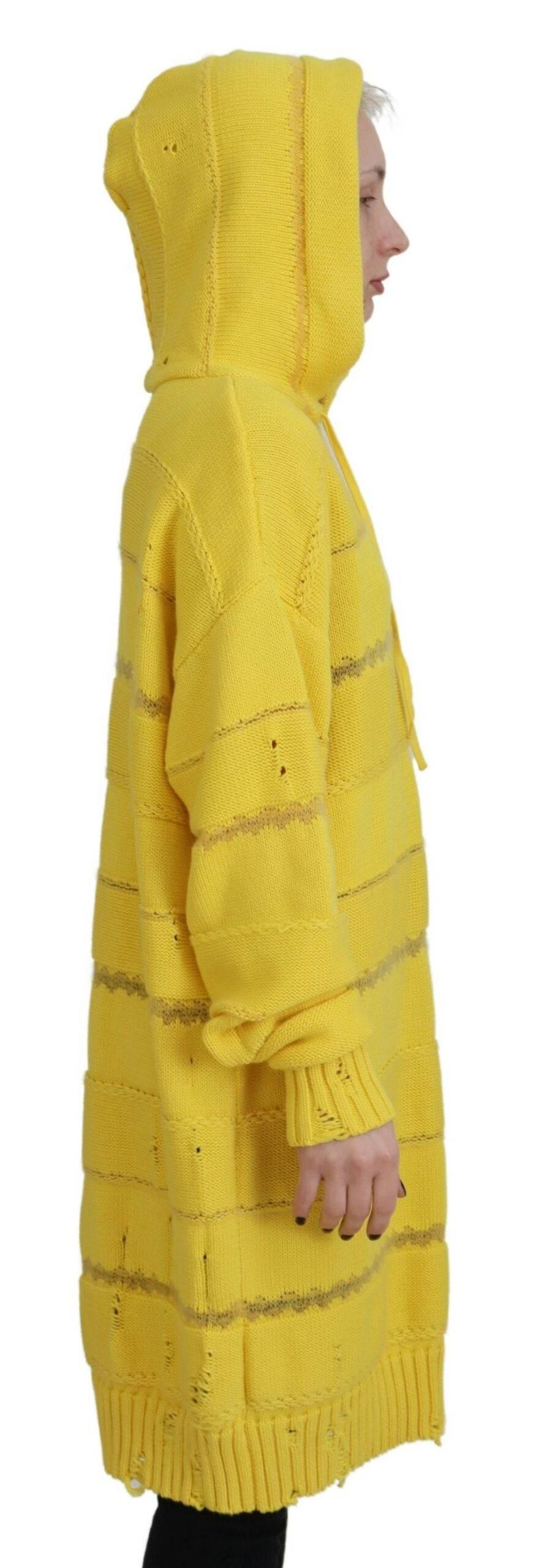 Dsquared² Yellow Cotton Knitted Hooded Pullover Sweater - Hilstor