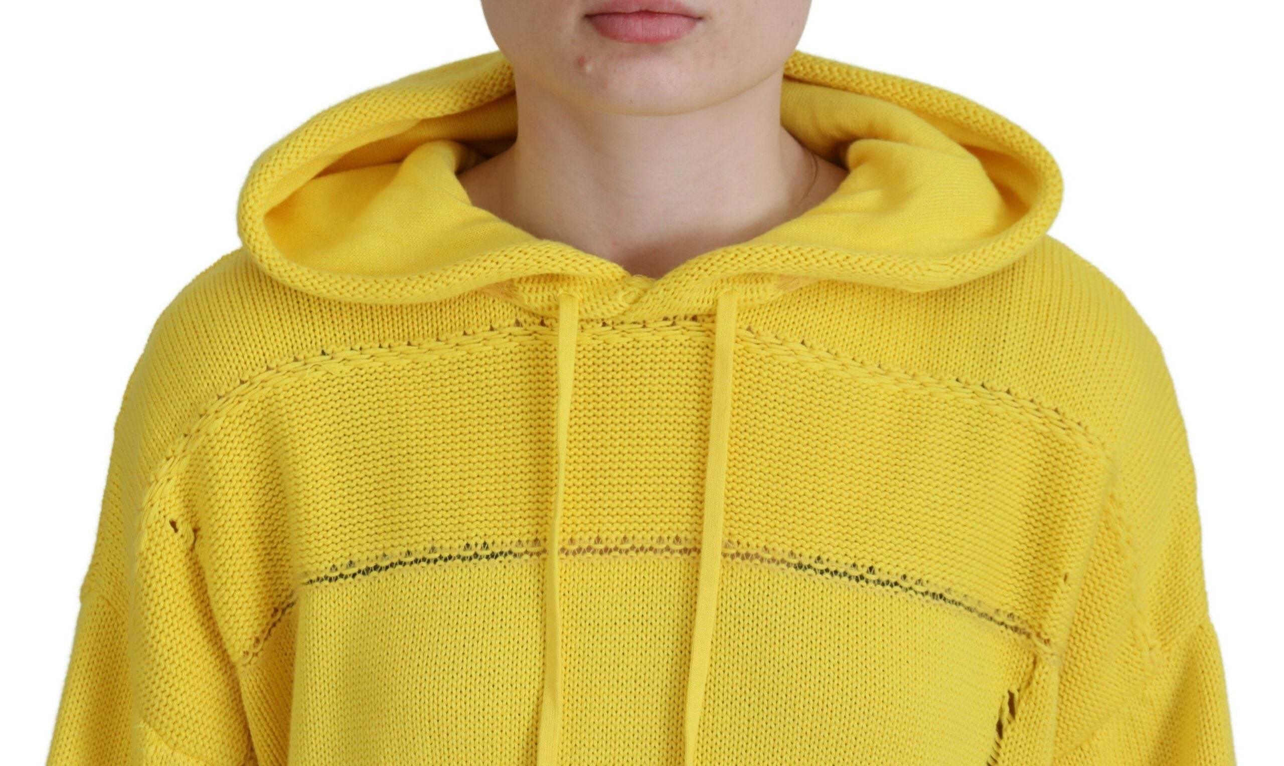 Dsquared² Yellow Cotton Knitted Hooded Pullover Sweater - Hilstor