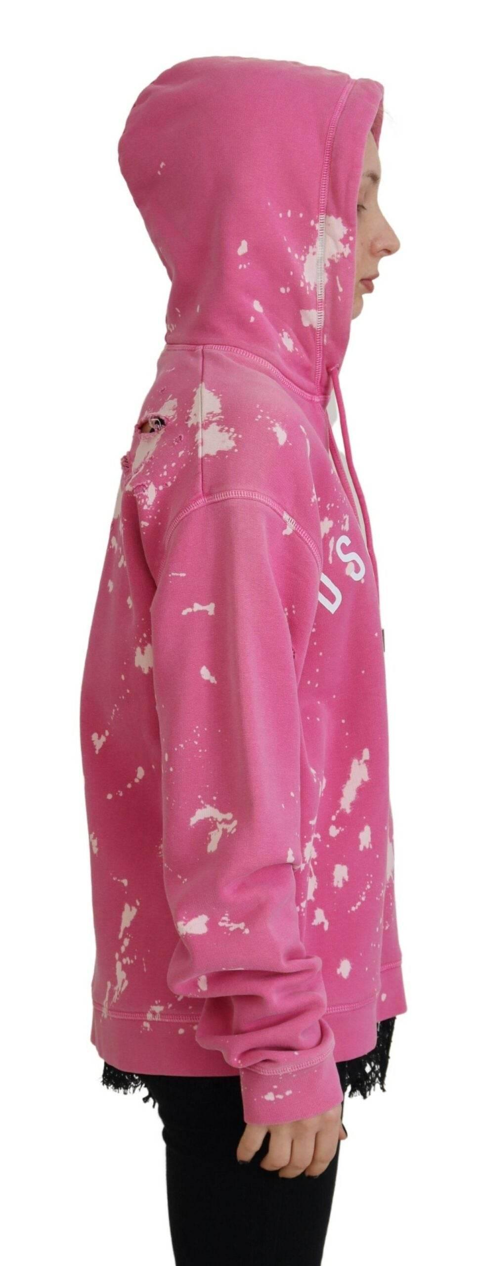 Dsquared² Pink Logo Print Cotton Hoodie Sweatshirt Sweater - Hilstor