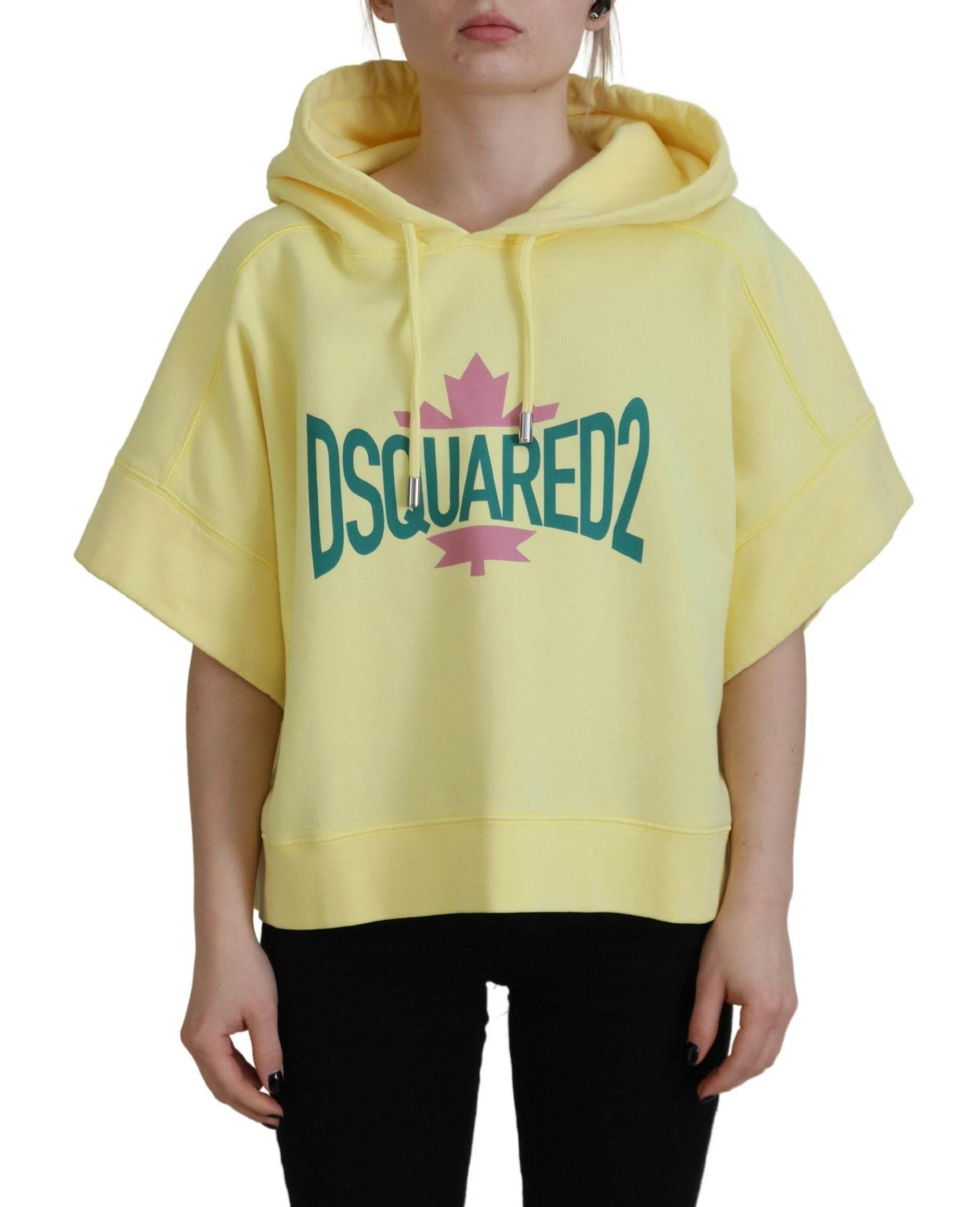 Dsquared² Yellow Logo Print Cotton Hoodie Sweatshirt Sweater - Hilstor