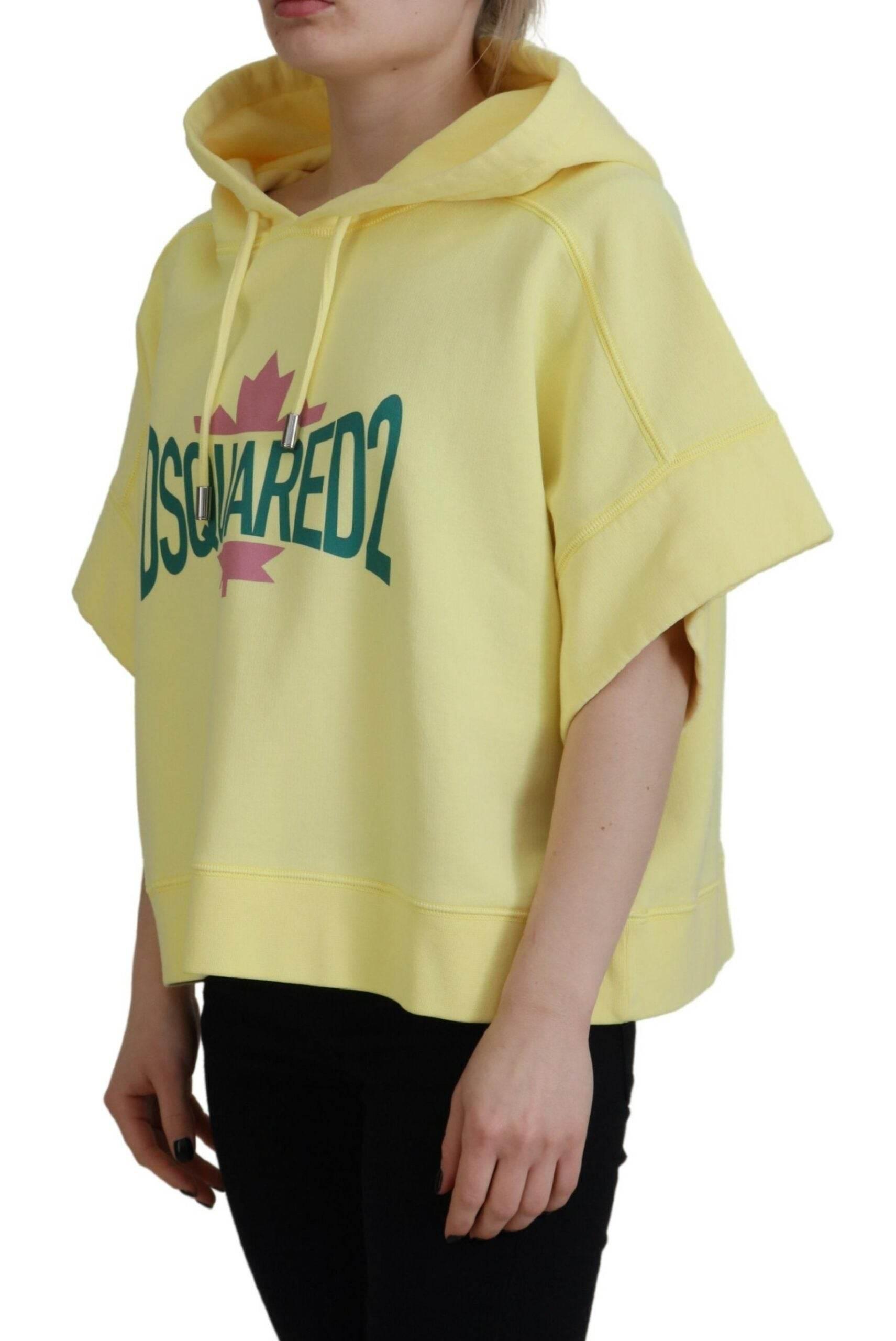 Dsquared² Yellow Logo Print Cotton Hoodie Sweatshirt Sweater - Hilstor