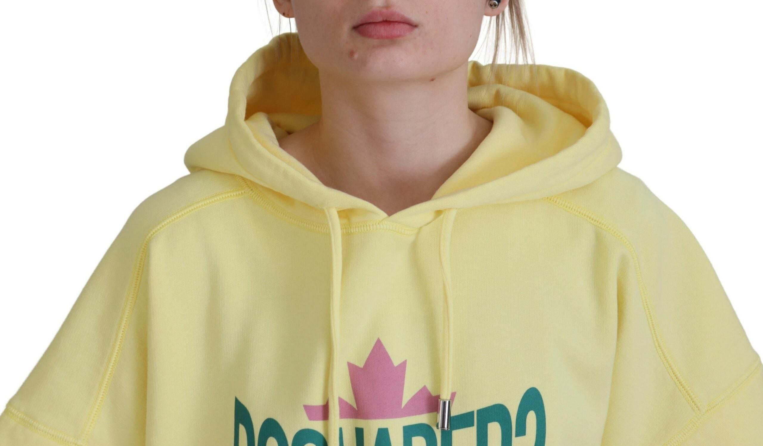 Dsquared² Yellow Logo Print Cotton Hoodie Sweatshirt Sweater - Hilstor