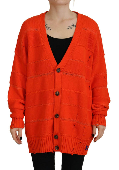 Dsquared² Orange Cotton Knitted Buttoned Cardigan Sweater - Hilstor