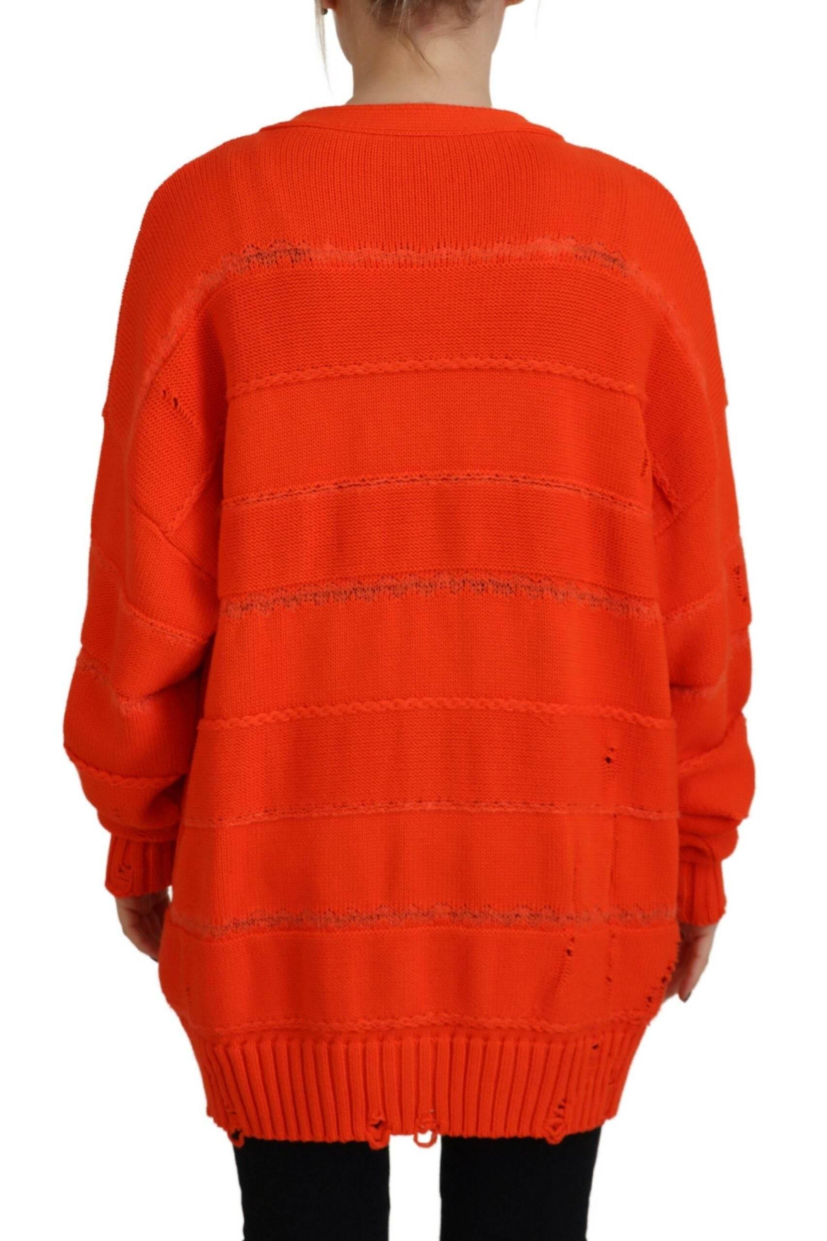 Dsquared² Orange Cotton Knitted Buttoned Cardigan Sweater - Hilstor
