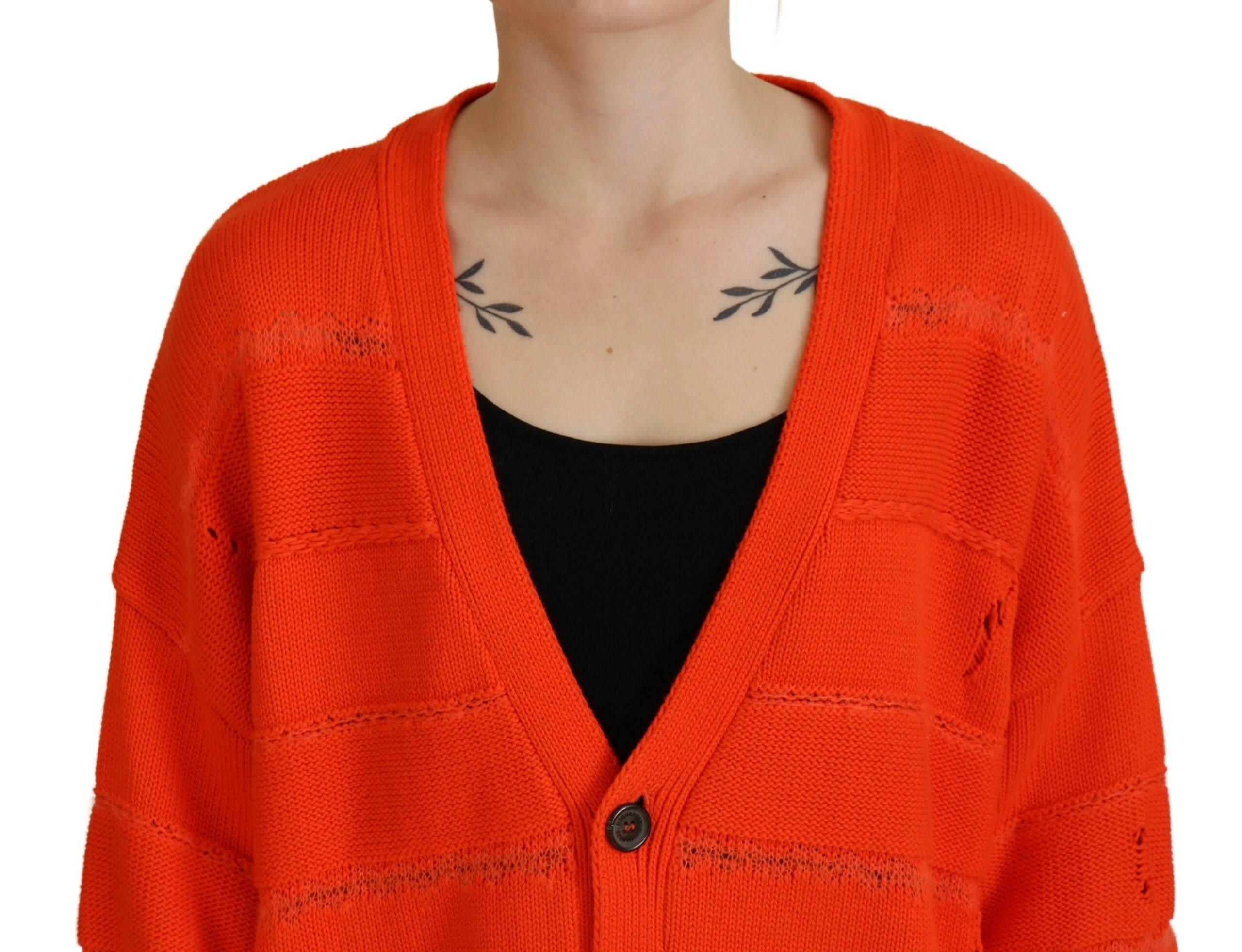 Dsquared² Orange Cotton Knitted Buttoned Cardigan Sweater - Hilstor