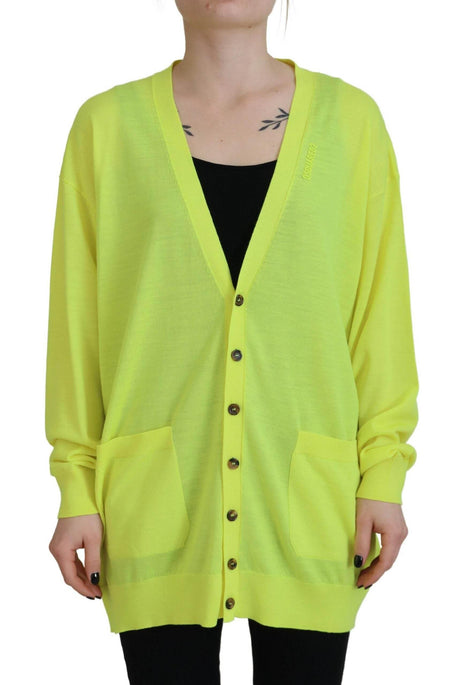 Dsquared² Yellow Wool Knitted Buttoned Cardigan Sweater - Hilstor