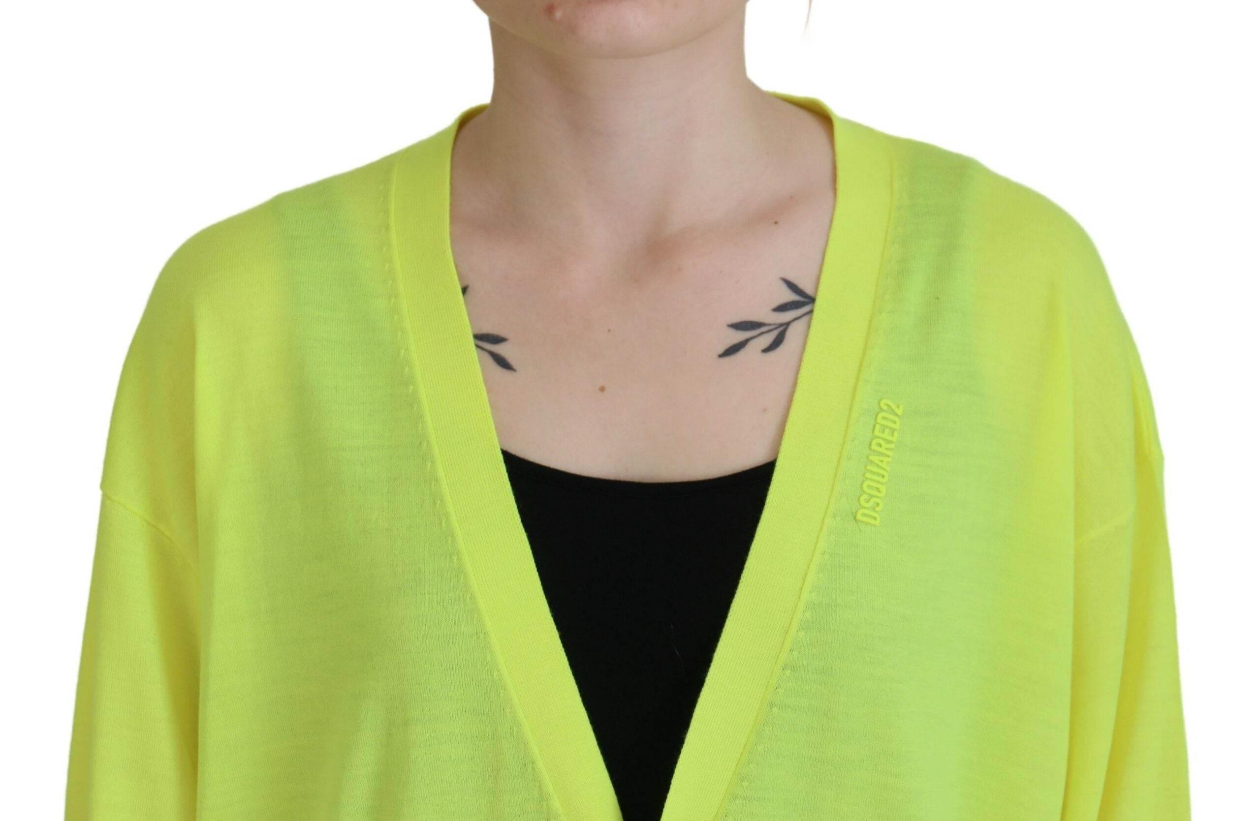Dsquared² Yellow Wool Knitted Buttoned Cardigan Sweater - Hilstor