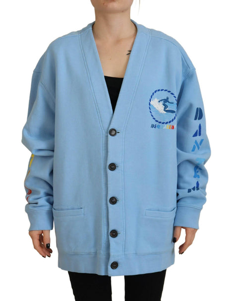 Dsquared² Blue Cotton Knitted Buttoned Cardigan Sweater - Hilstor