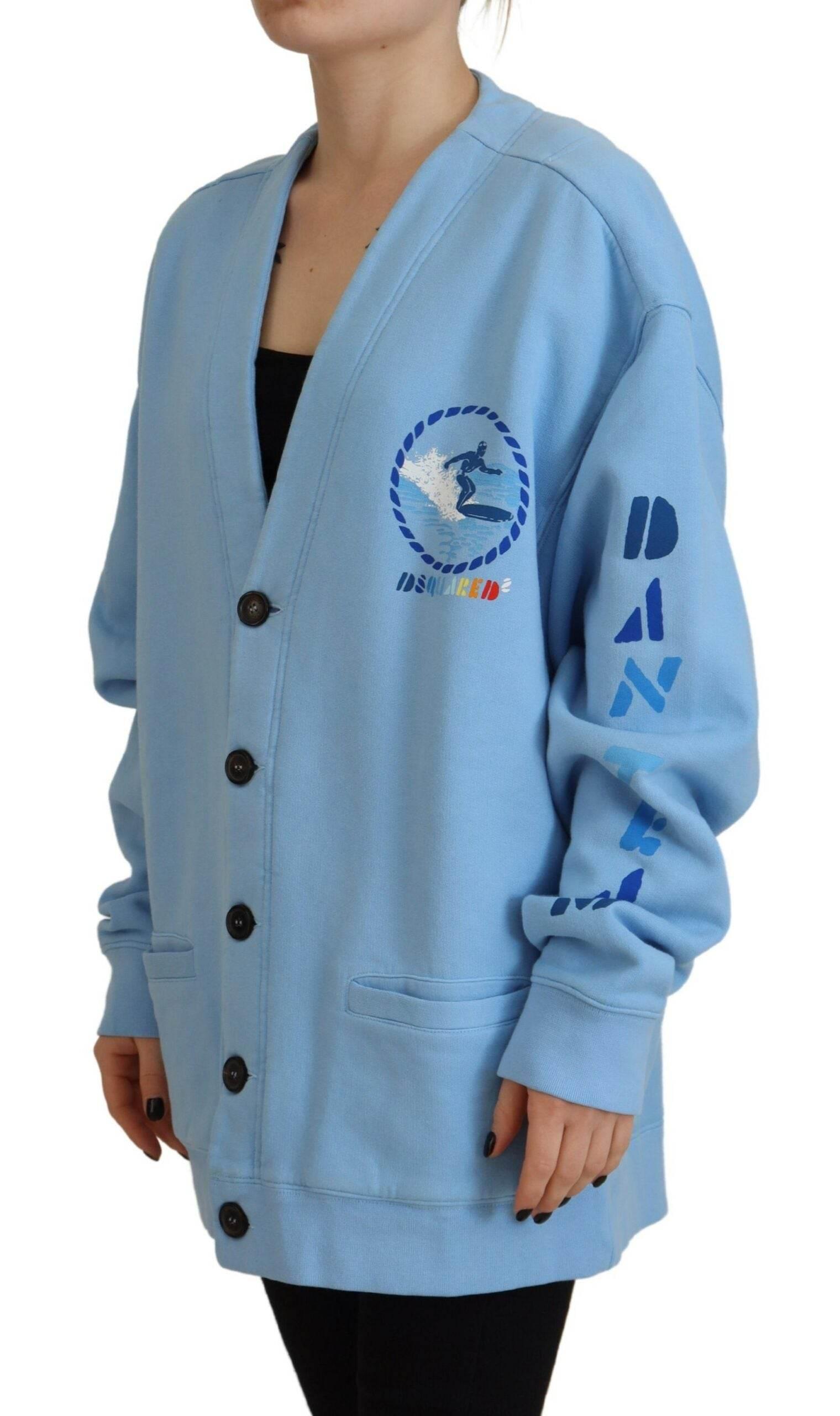 Dsquared² Blue Cotton Knitted Buttoned Cardigan Sweater - Hilstor