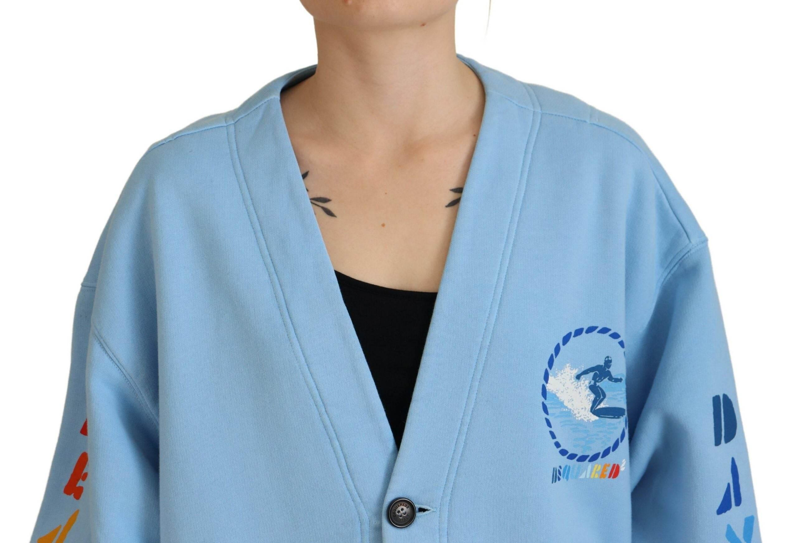 Dsquared² Blue Cotton Knitted Buttoned Cardigan Sweater - Hilstor