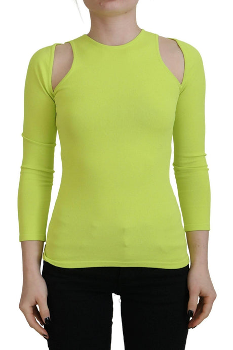 Dsquared² Yellow Green Viscose Open Shoulder Long Sleeves Top - Hilstor