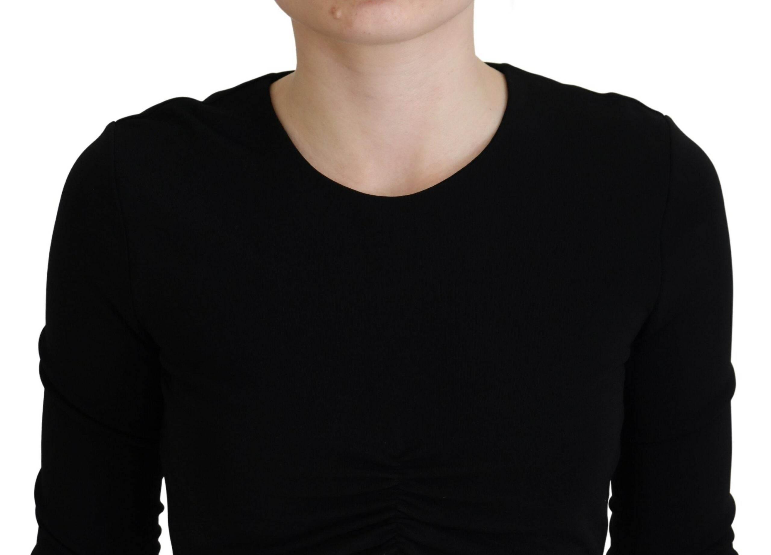 Dsquared² Black Viscose Cropped Round Neck Long Sleeves Top - Hilstor