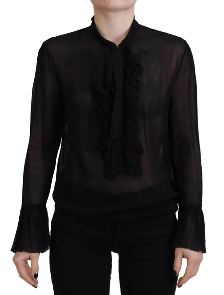 Dsquared² Black Viscose Long Sleeves See Through Blouse Top - Hilstor