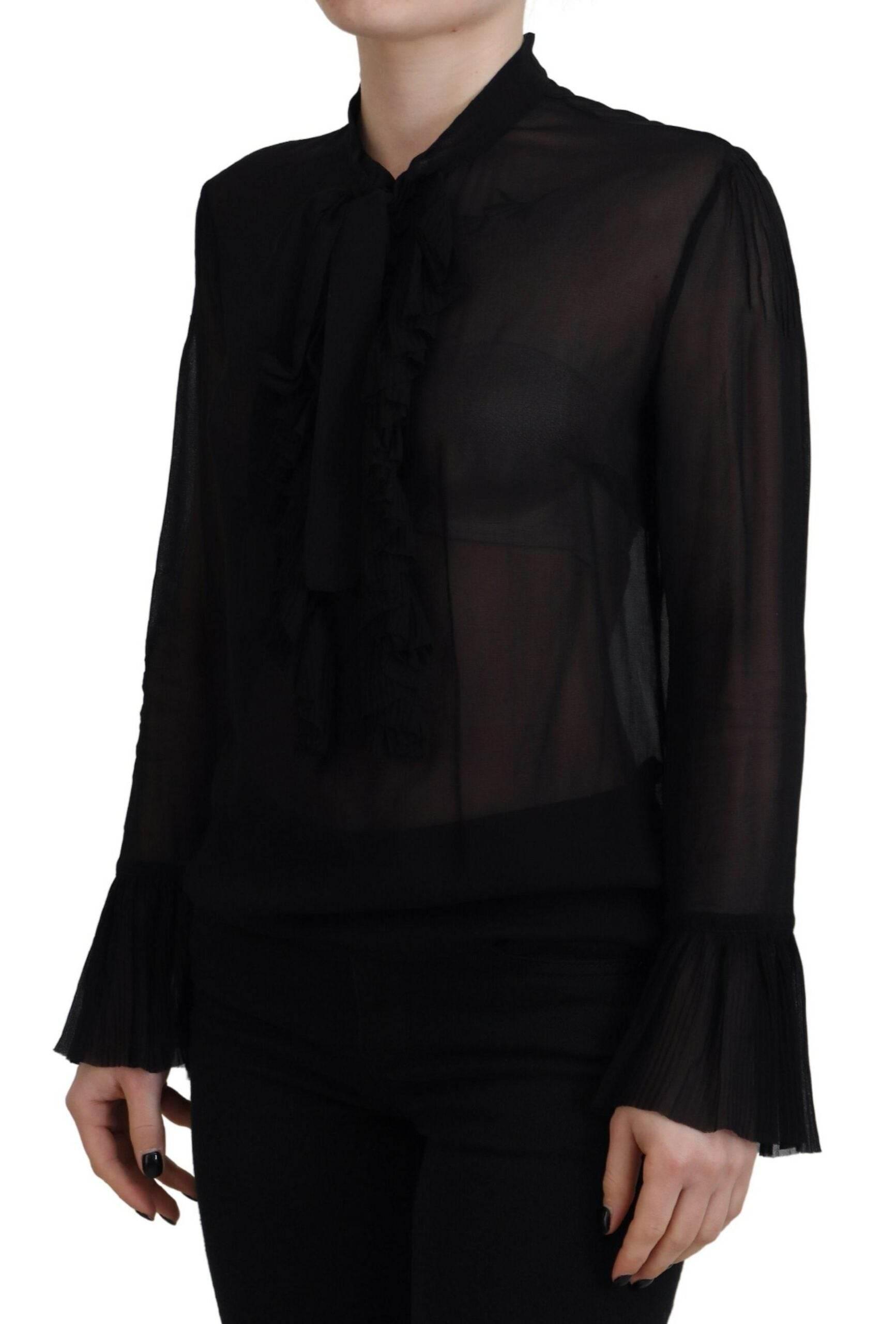 Dsquared² Black Viscose Long Sleeves See Through Blouse Top - Hilstor