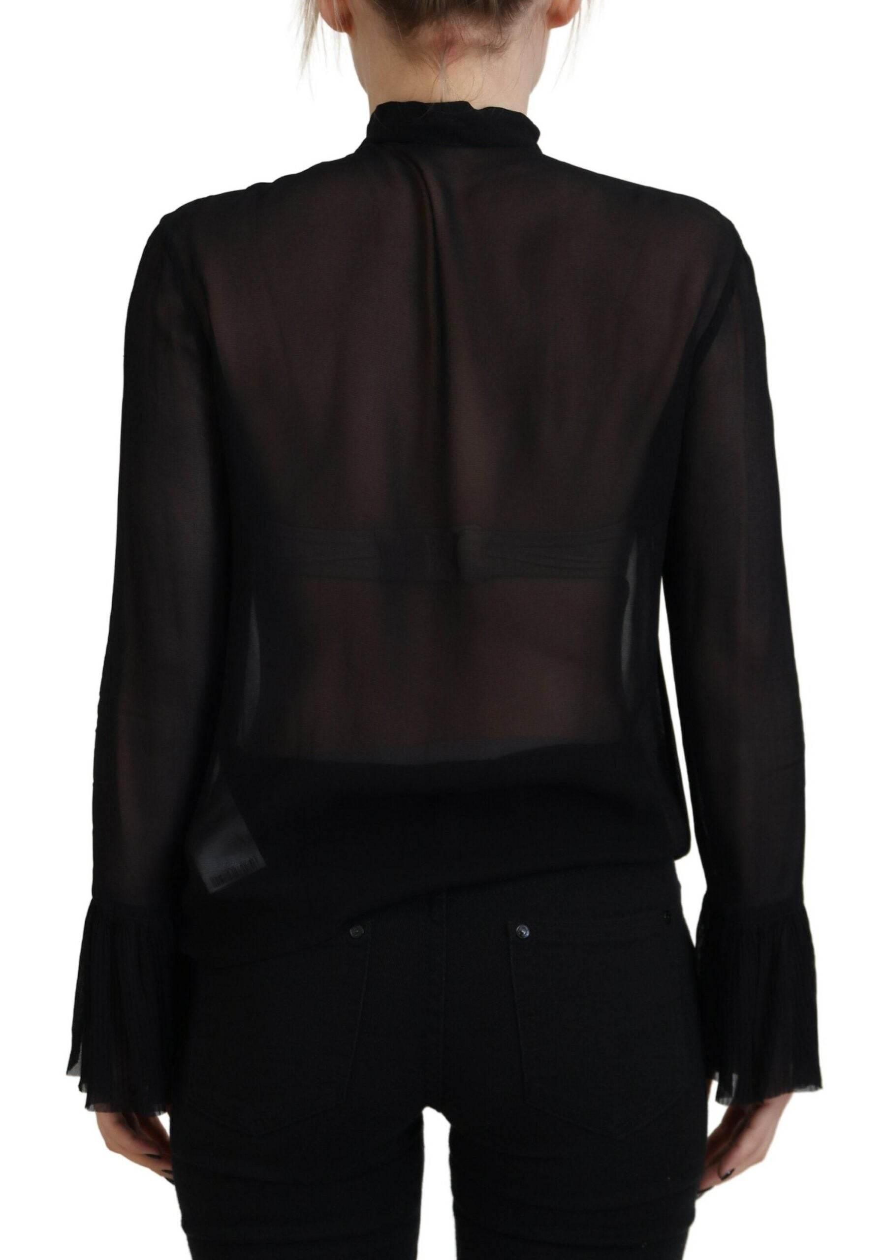 Dsquared² Black Viscose Long Sleeves See Through Blouse Top - Hilstor