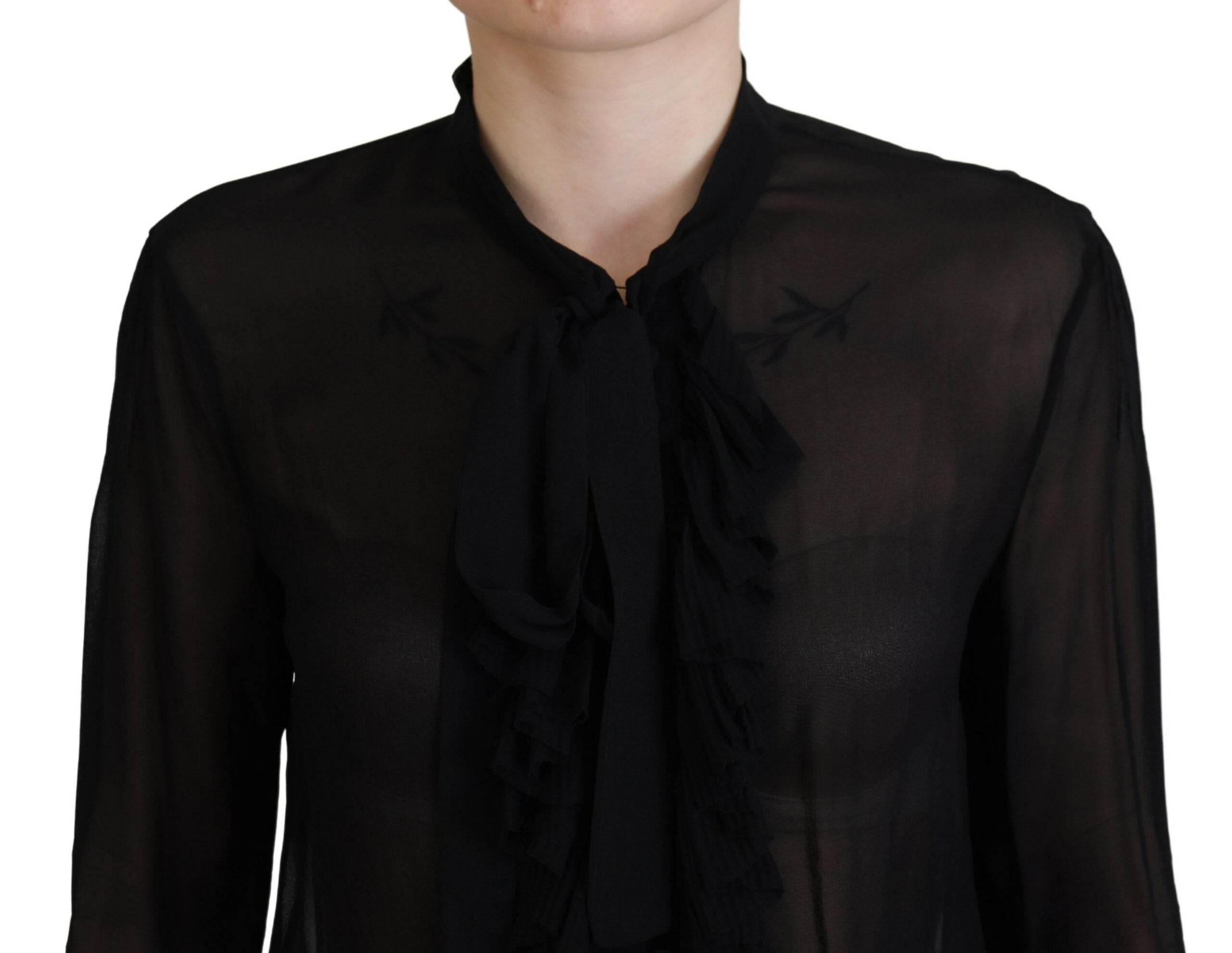 Dsquared² Black Viscose Long Sleeves See Through Blouse Top - Hilstor