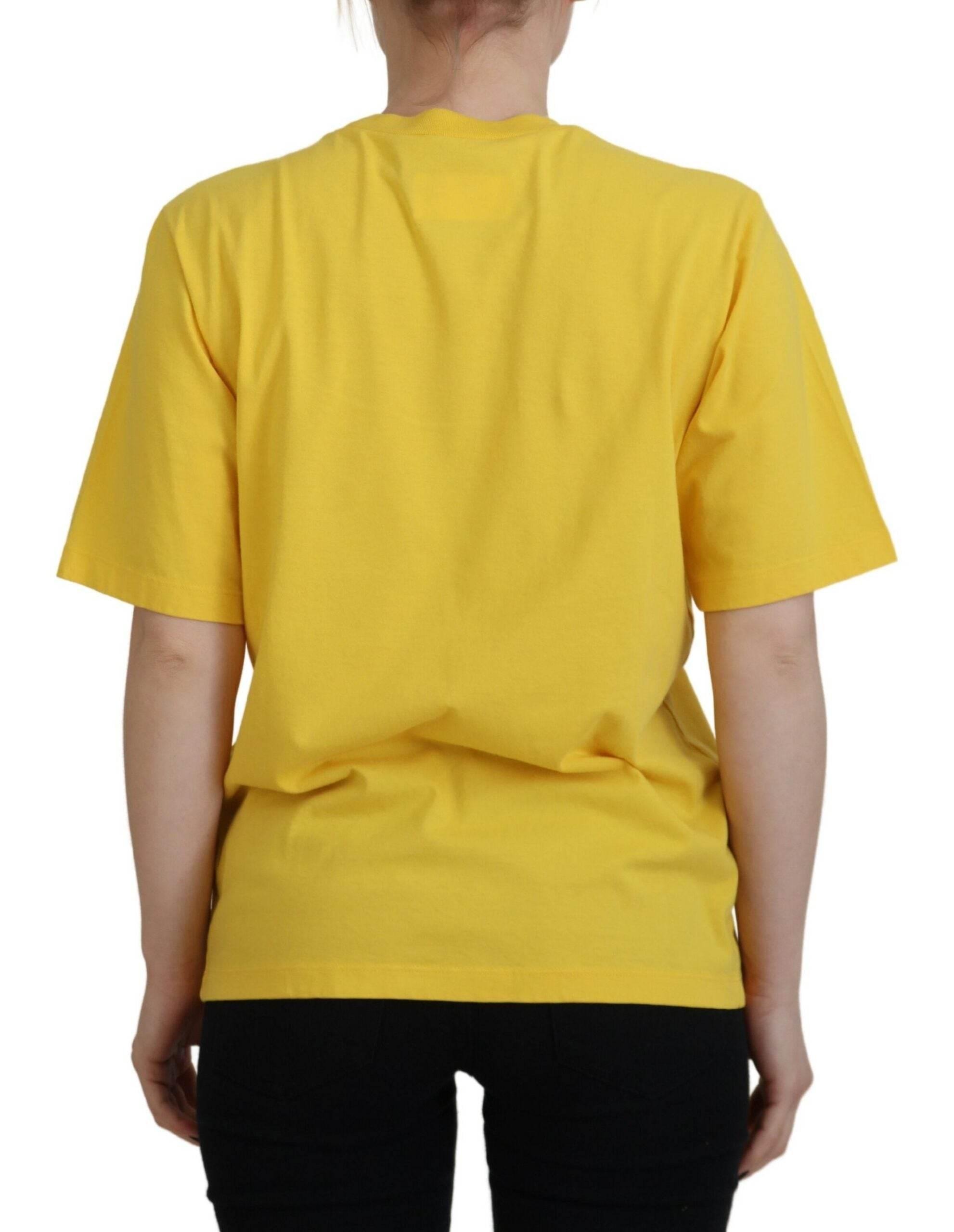 Dsquared² Yellow Logo Print Cotton Crewneck Easy Tee T-shirt - Hilstor