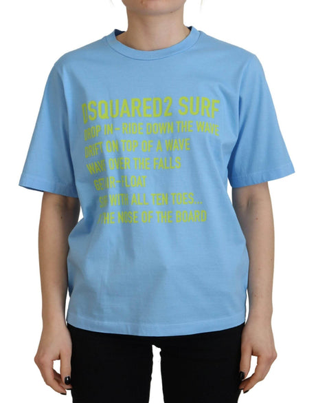 Dsquared² Blue Logo Print Cotton Crewneck Short Sleeve T-shirt - Hilstor