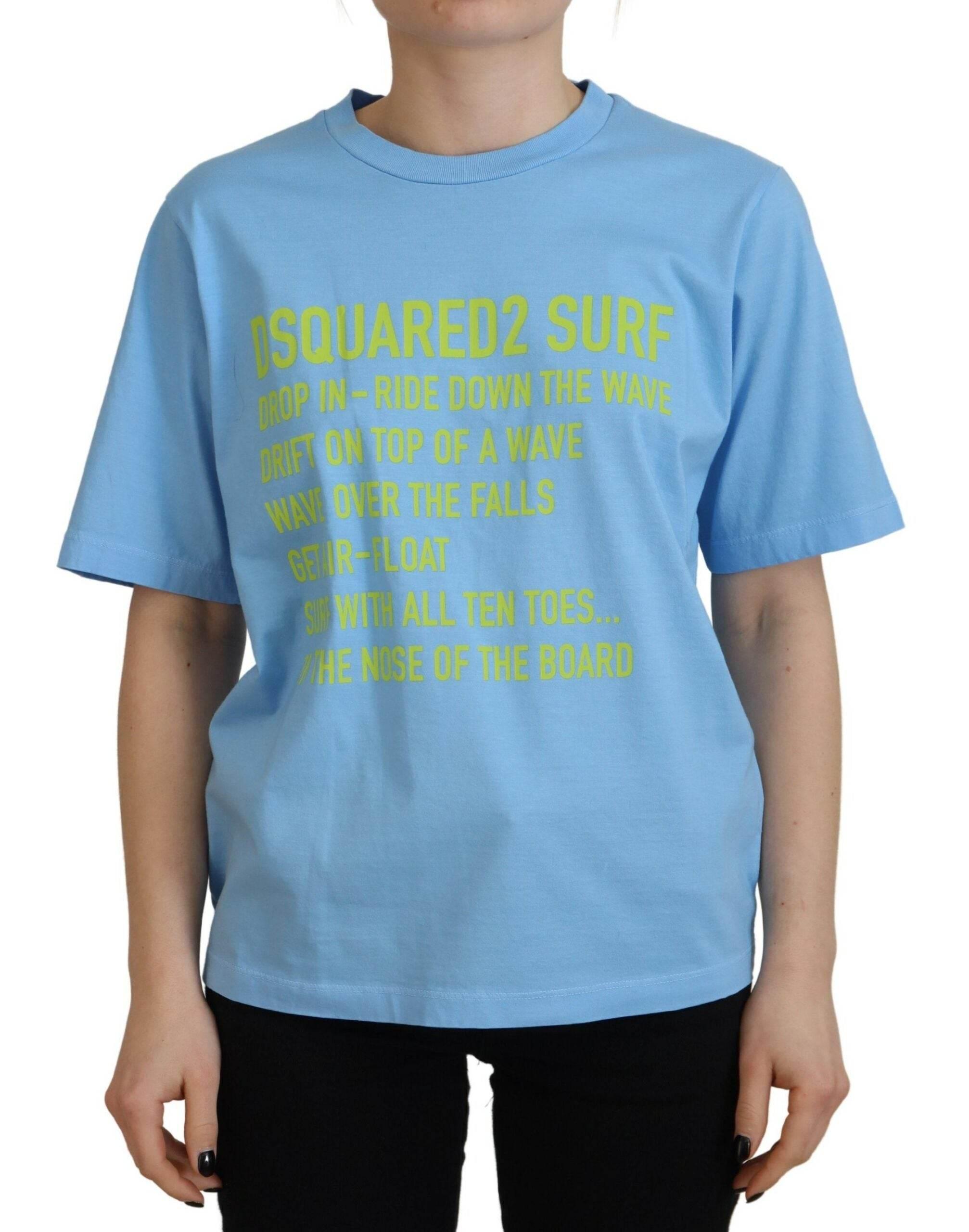 Dsquared² Blue Logo Print Cotton Crewneck Short Sleeve T-shirt - Hilstor