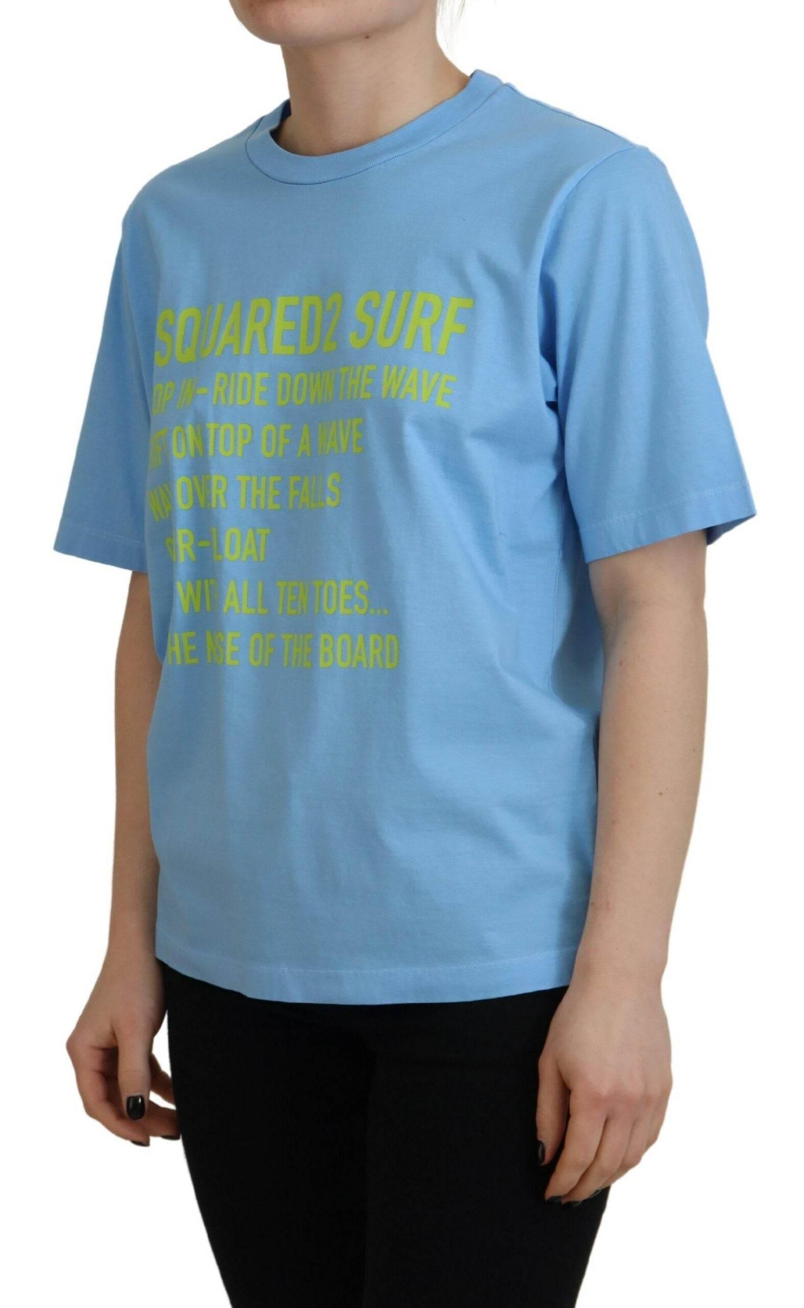 Dsquared² Blue Logo Print Cotton Crewneck Short Sleeve T-shirt - Hilstor