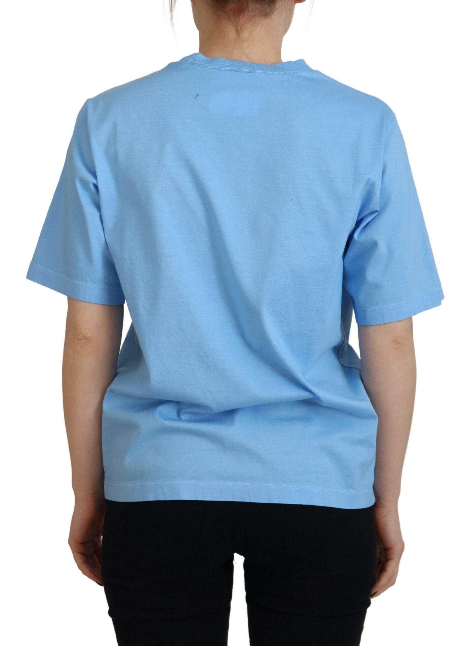 Dsquared² Blue Logo Print Cotton Crewneck Short Sleeve T-shirt - Hilstor