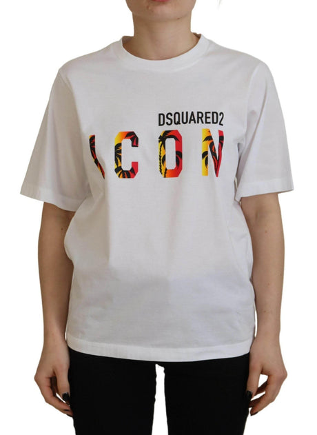 Dsquared² White Cotton Shiny Icon East Tee Crewneck T-shirt - Hilstor