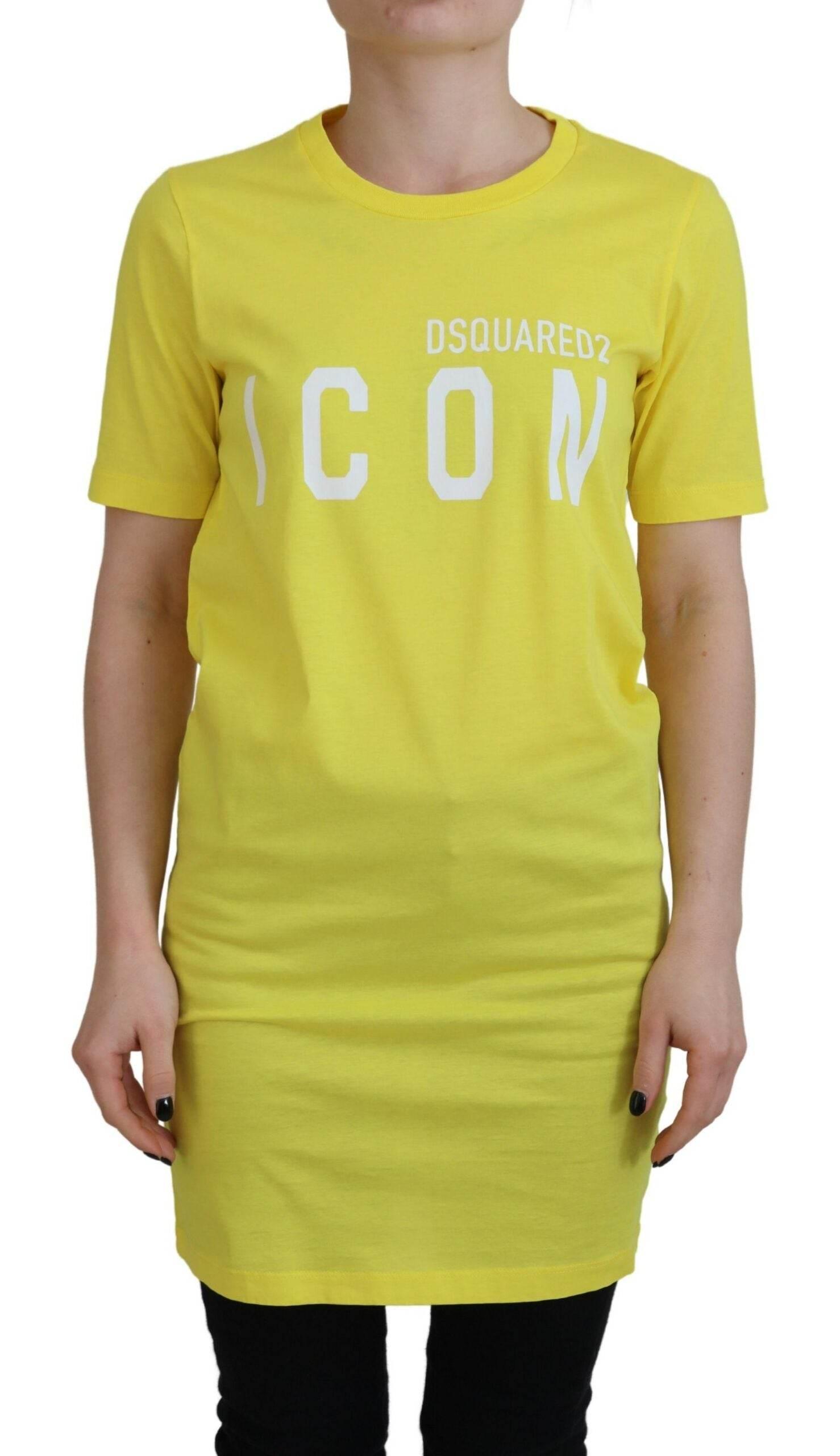 Dsquared² Yellow CottonShiny Icon Renny Dress Crewneck T-shirt - Hilstor
