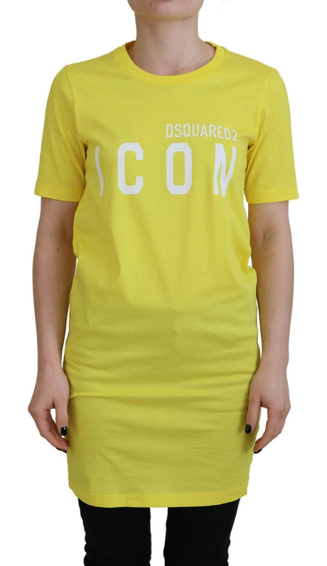 Dsquared² Yellow CottonShiny Icon Renny Dress Crewneck T-shirt - Hilstor