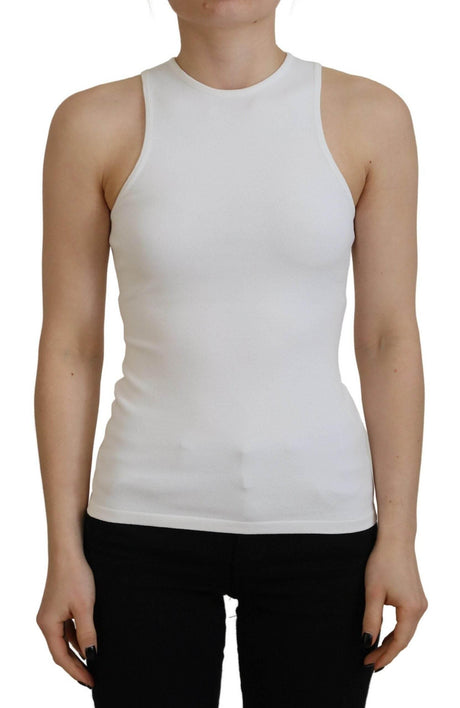 Dsquared² White Viscose Sleeveless Round Neck Tank T-shirt - Hilstor