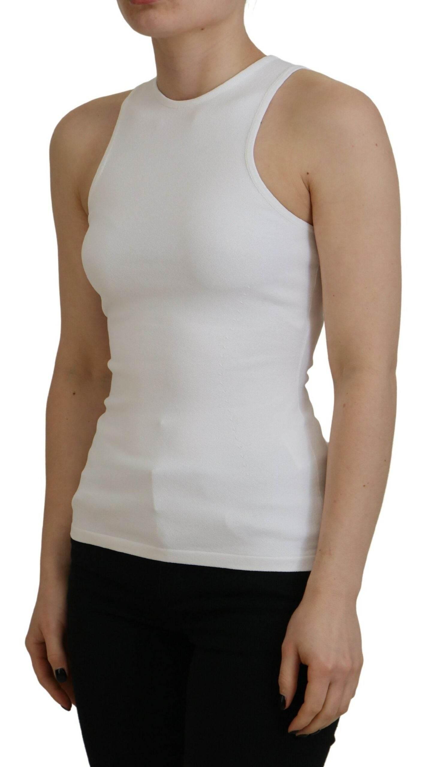 Dsquared² White Viscose Sleeveless Round Neck Tank T-shirt - Hilstor