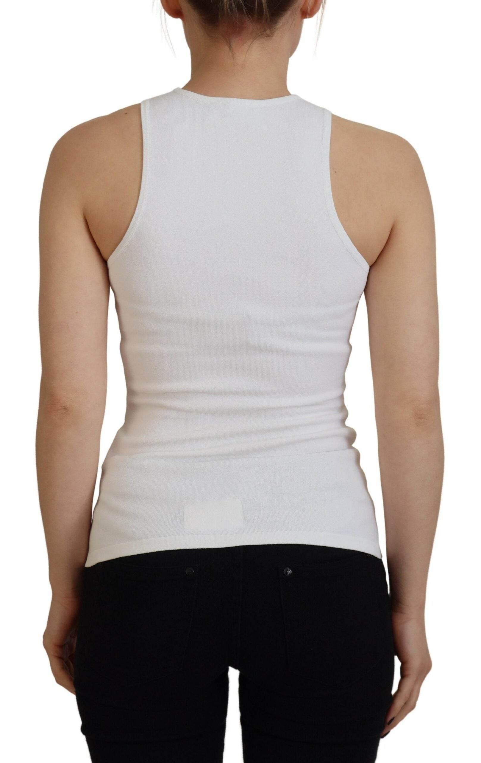 Dsquared² White Viscose Sleeveless Round Neck Tank T-shirt - Hilstor