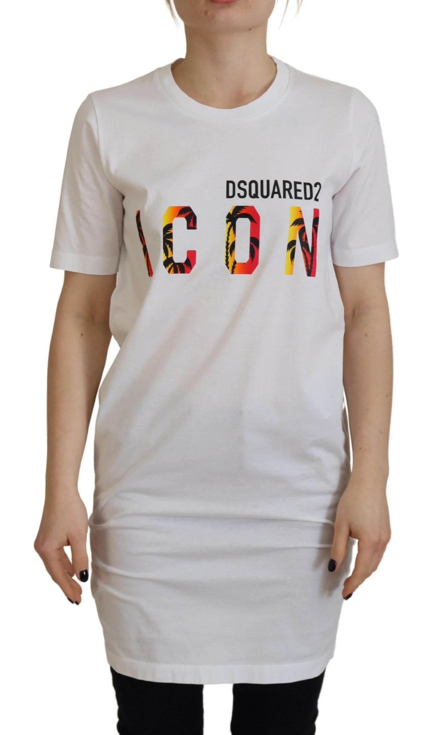 Dsquared² White Cotton Icon Logo Print Crewneck T-shirt - Hilstor