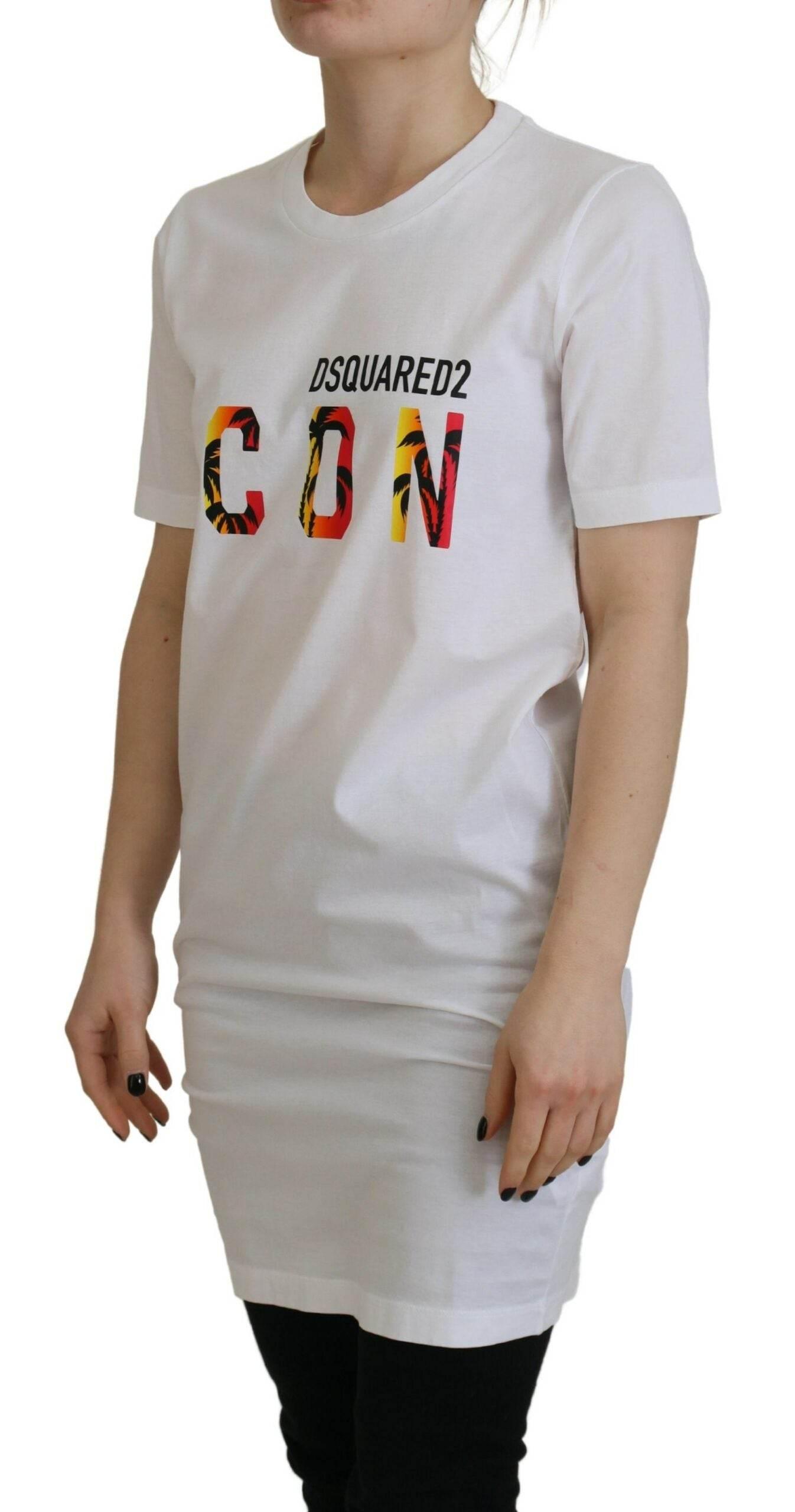 Dsquared² White Cotton Icon Logo Print Crewneck T-shirt - Hilstor
